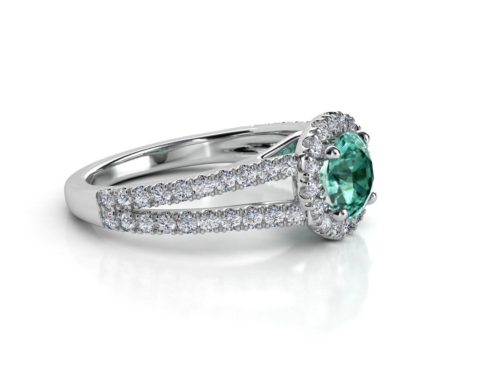 ZLR0132 emerald and diamond engagement ring 3D print model_1