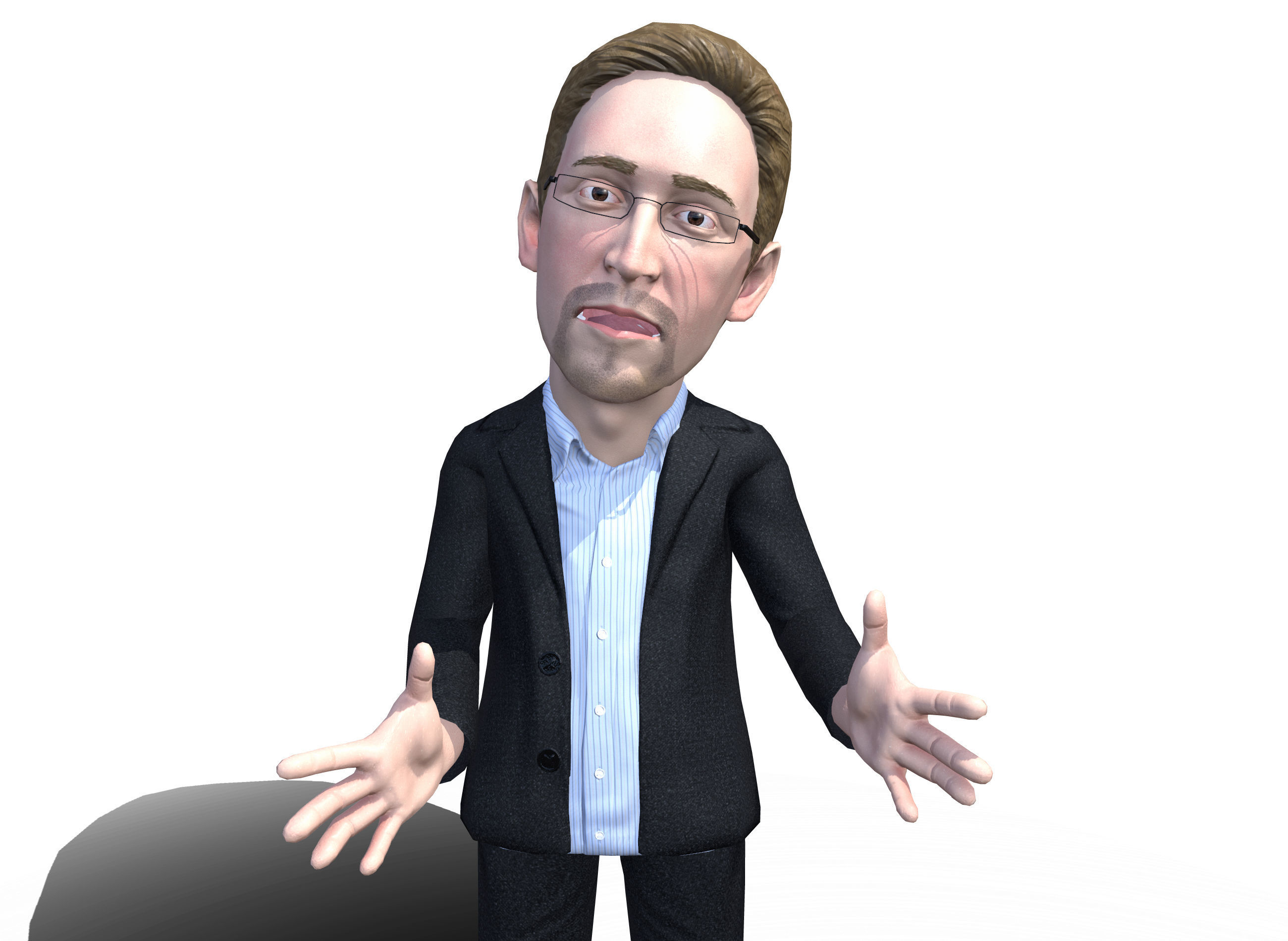 Sedard Drynden caricature  Low-poly 3D model_11