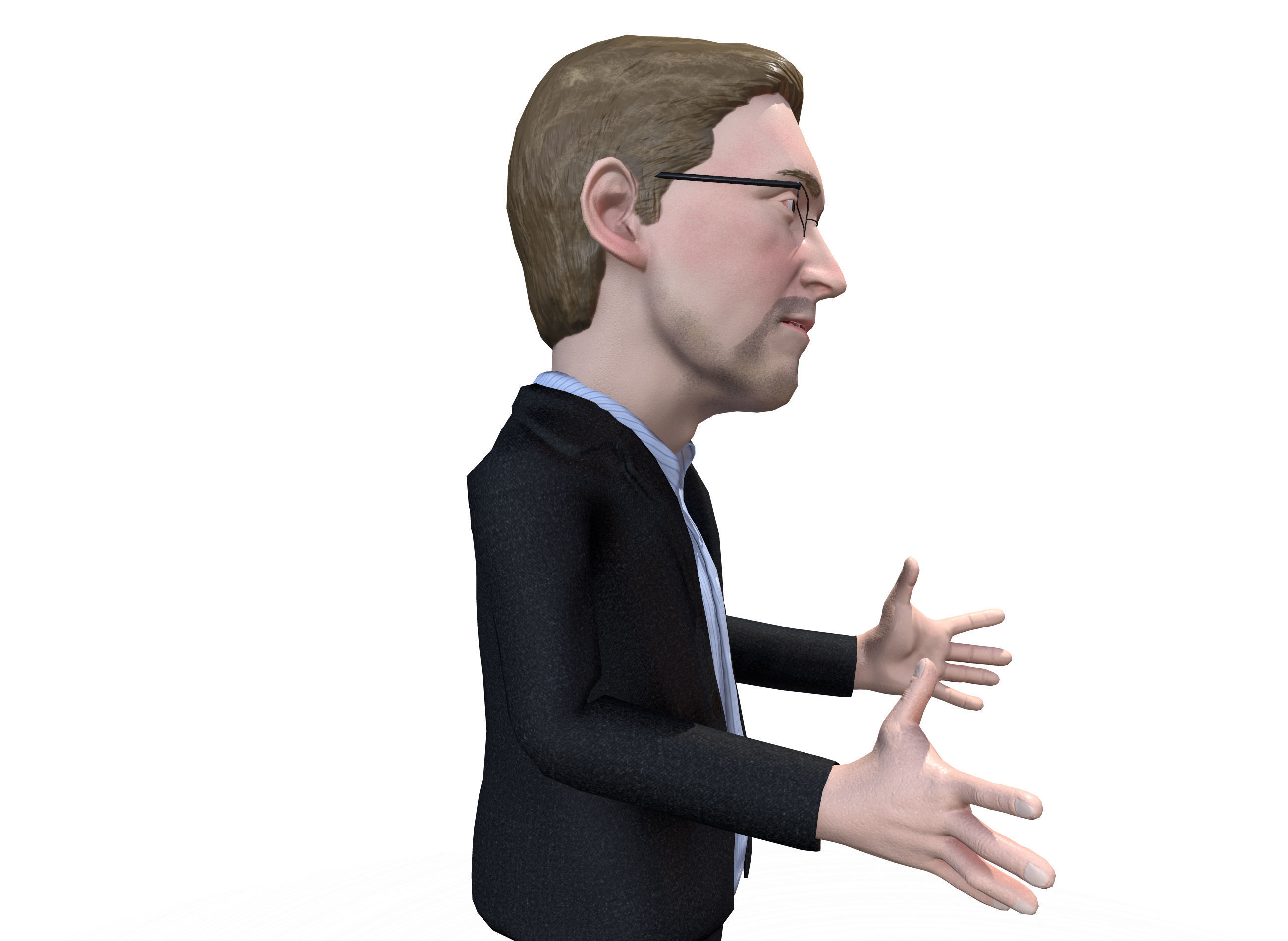 Sedard Drynden caricature  Low-poly 3D model_6