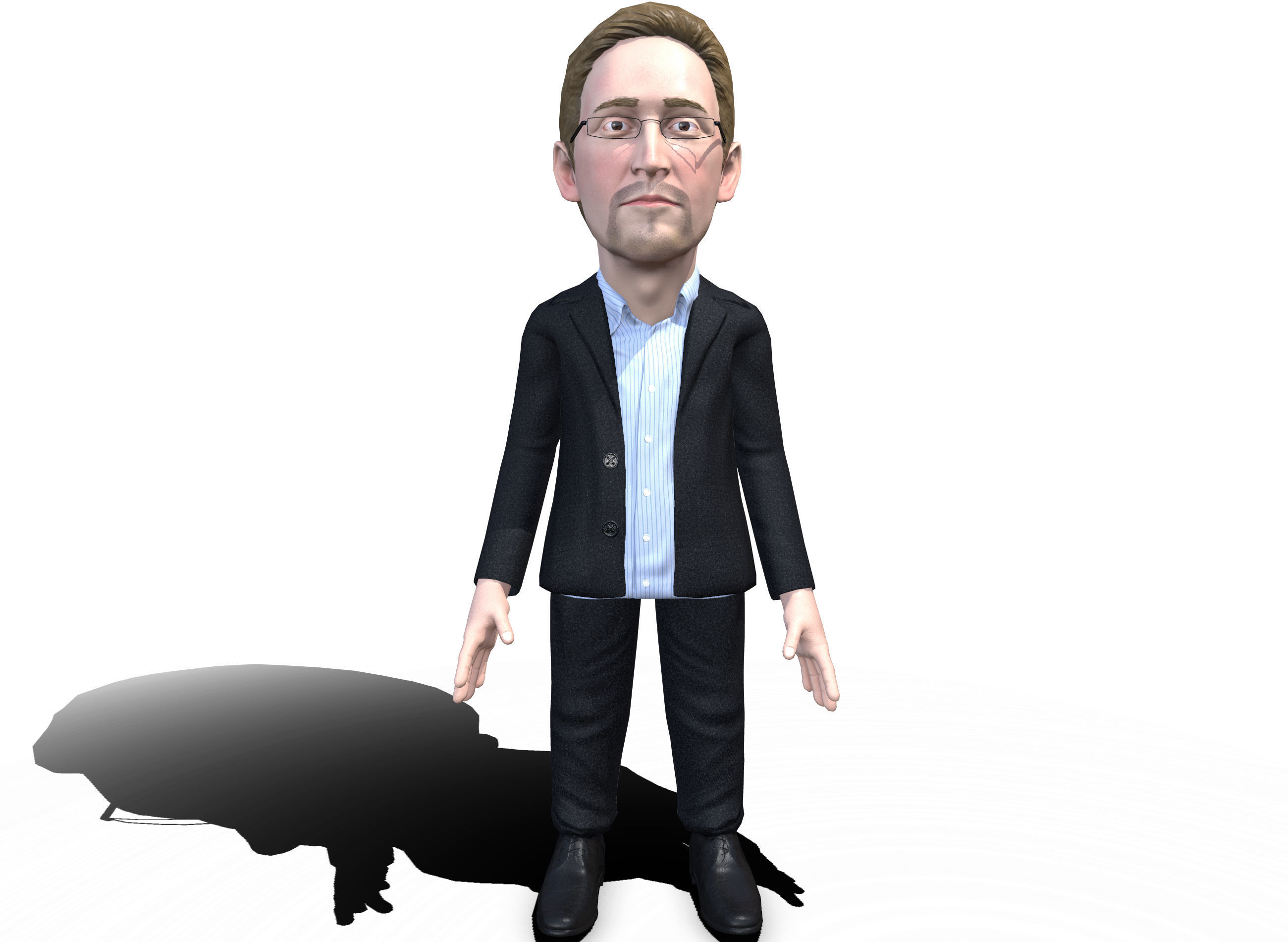 Sedard Drynden caricature  Low-poly 3D model_3