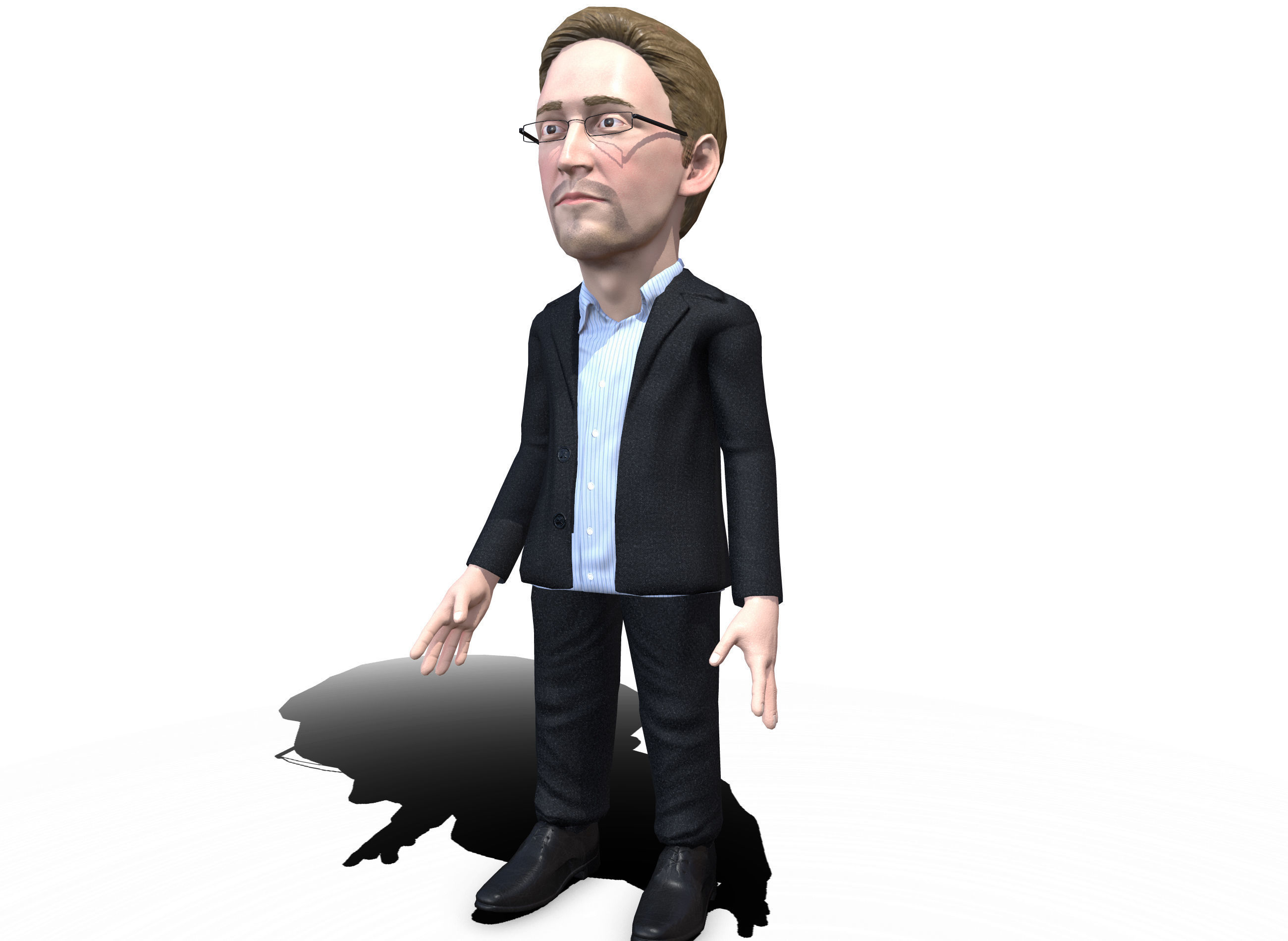 Sedard Drynden caricature  Low-poly 3D model_4