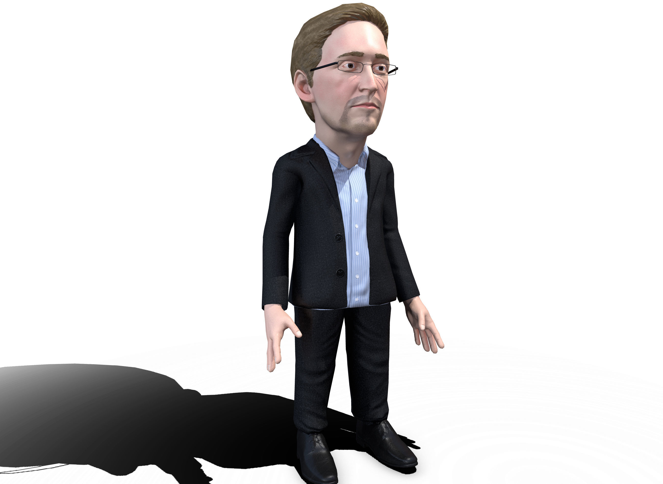 Sedard Drynden caricature  Low-poly 3D model_5