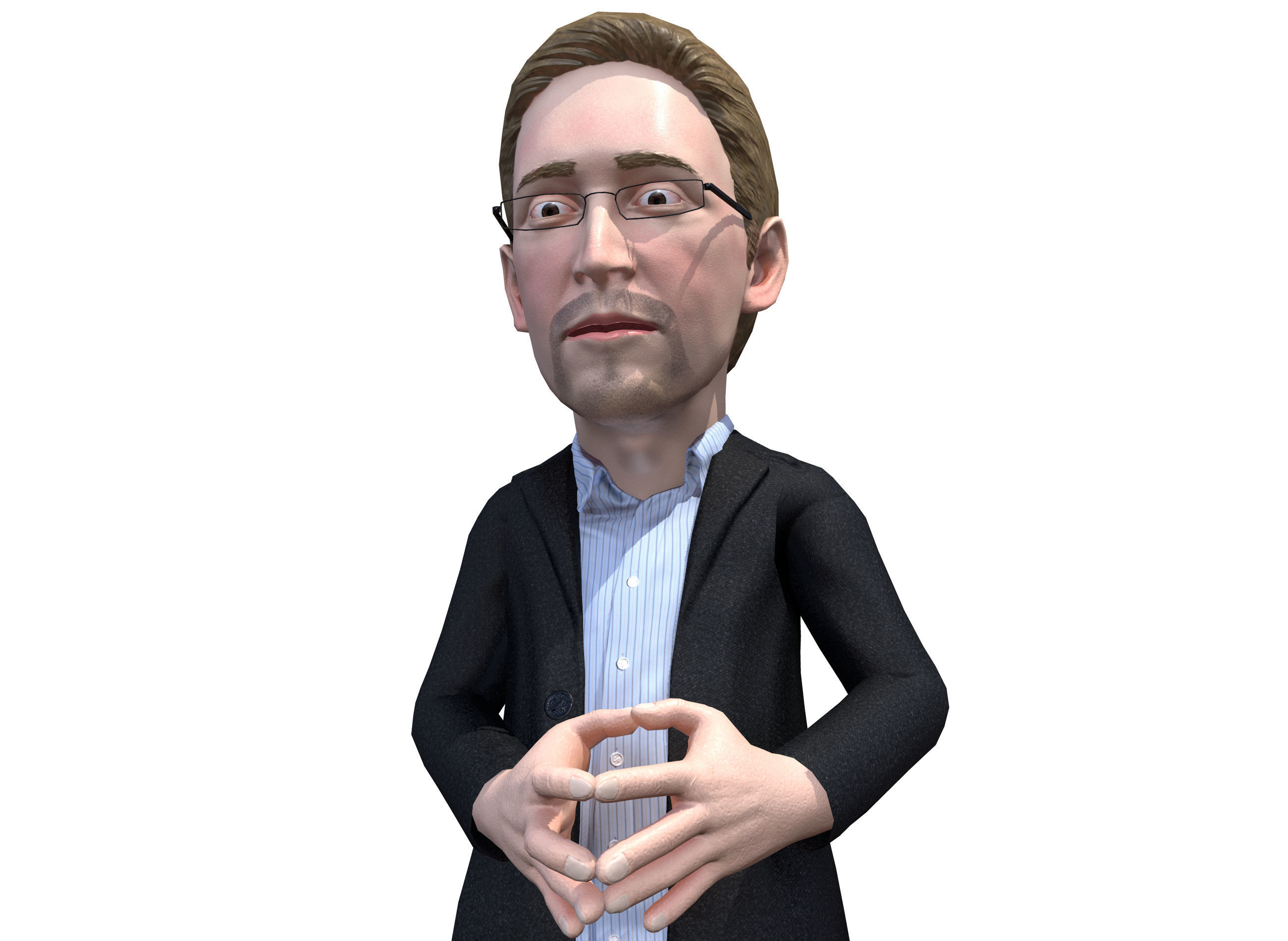 Sedard Drynden caricature  Low-poly 3D model_9
