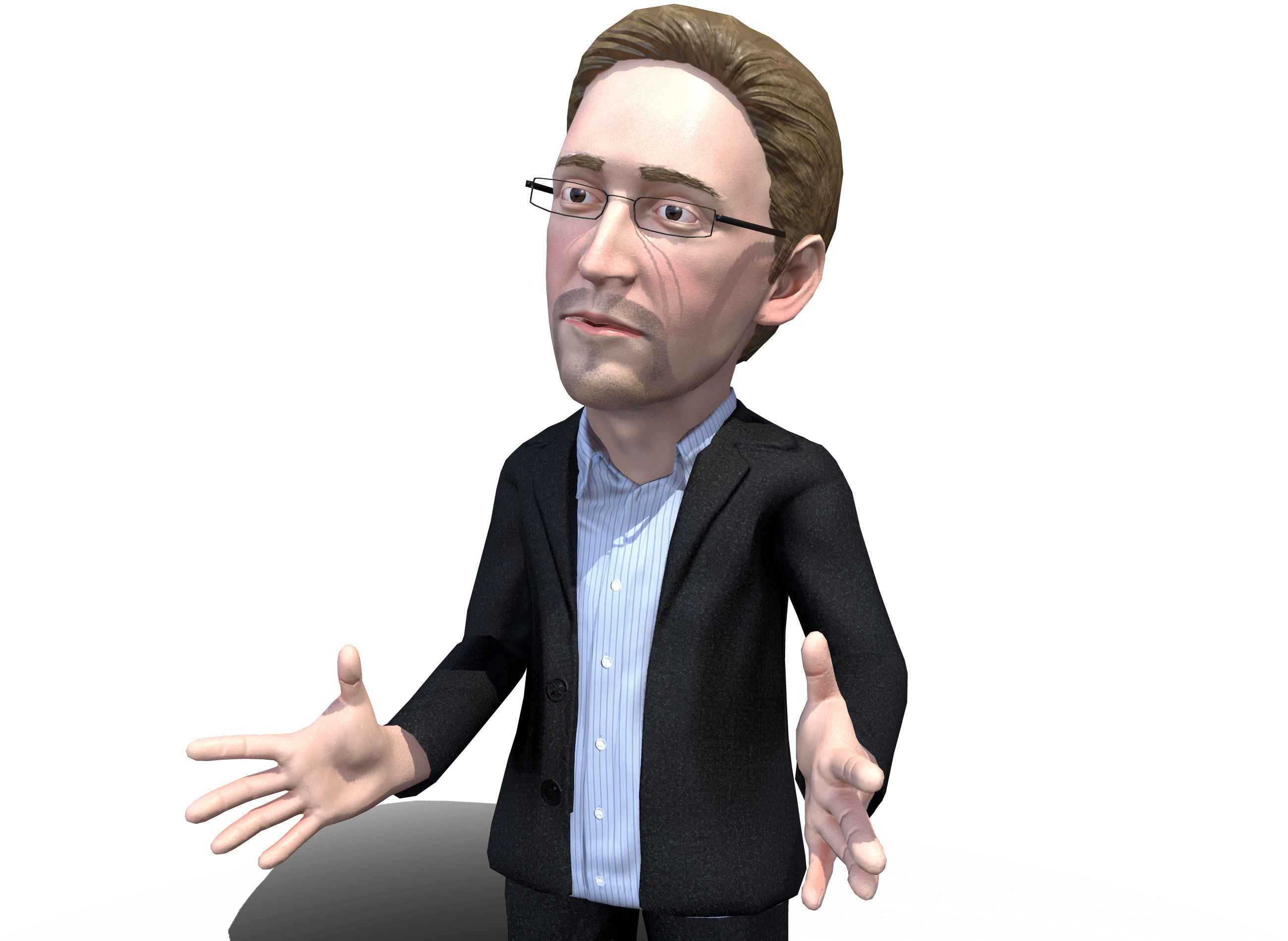 Sedard Drynden caricature  Low-poly 3D model_8