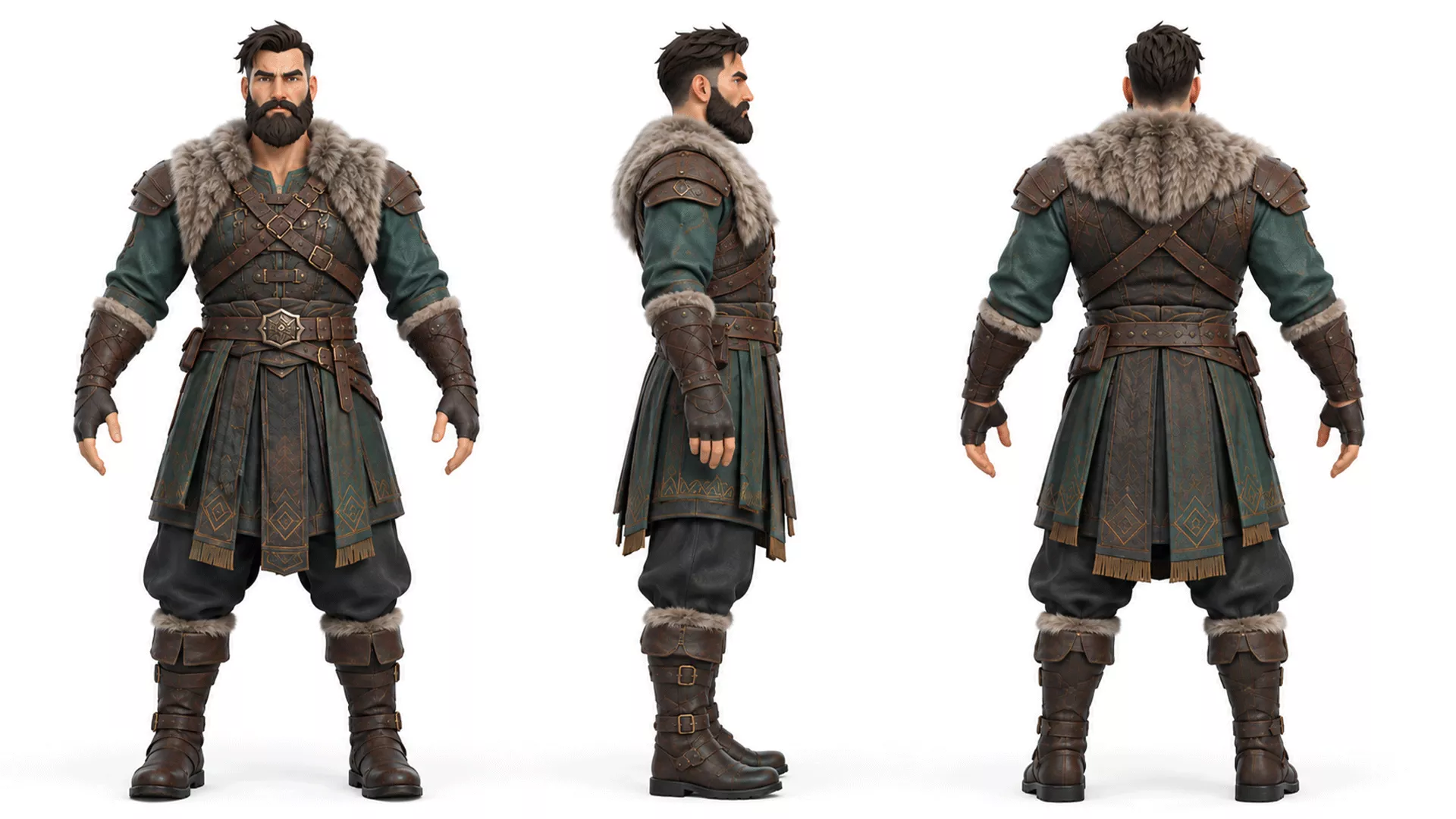 Realistic Viking Warrior Game Ready 3D Character Low-poly 3D model