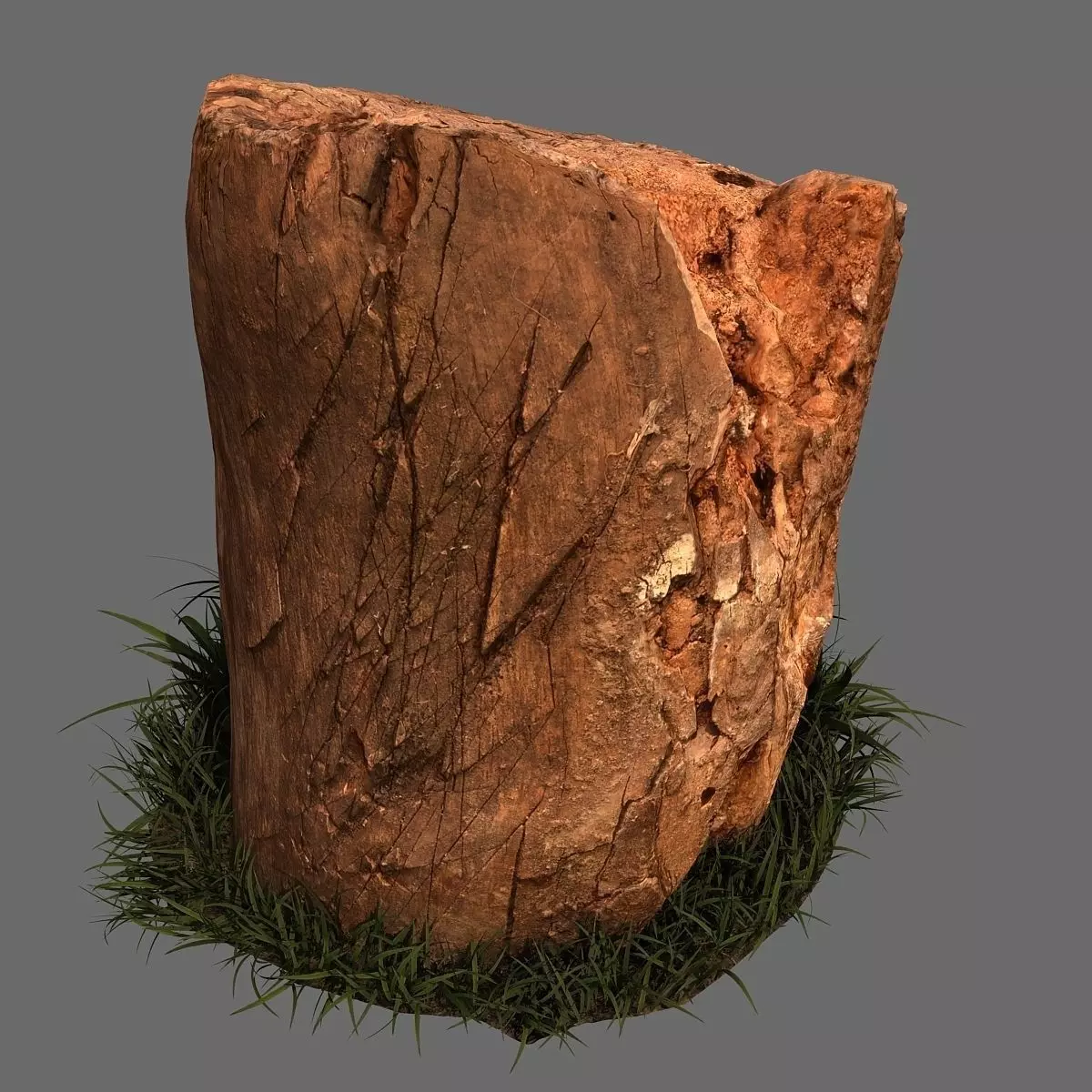 Old stump with grass Low-poly 3D model
