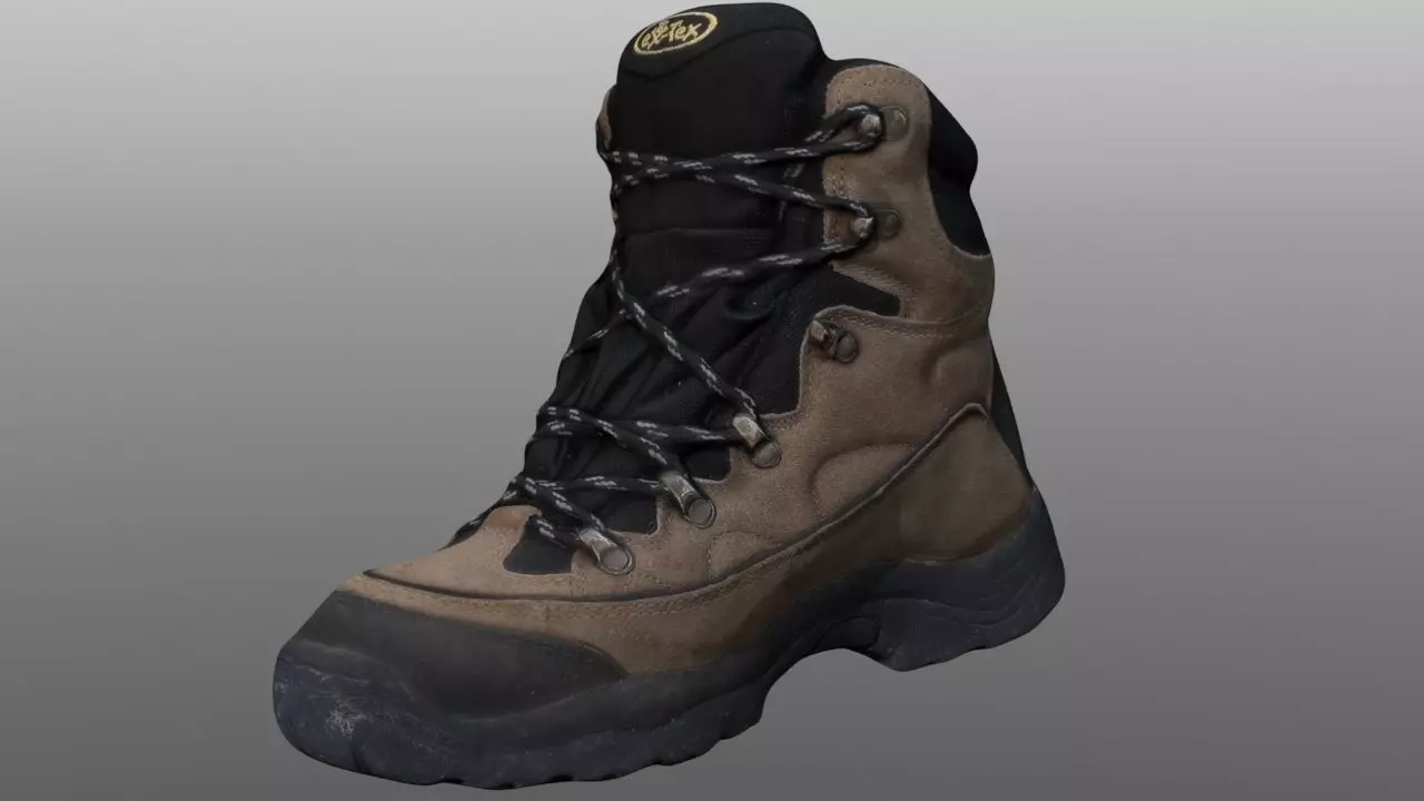 Boot 3D model pair of hiking boots Low-poly 3D model_0