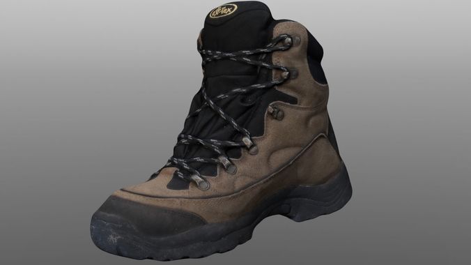 Boot 3D model pair of hiking boots Low-poly 3D model