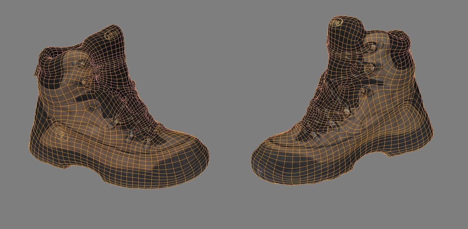 Boot 3D model pair of hiking boots Low-poly 3D model_8