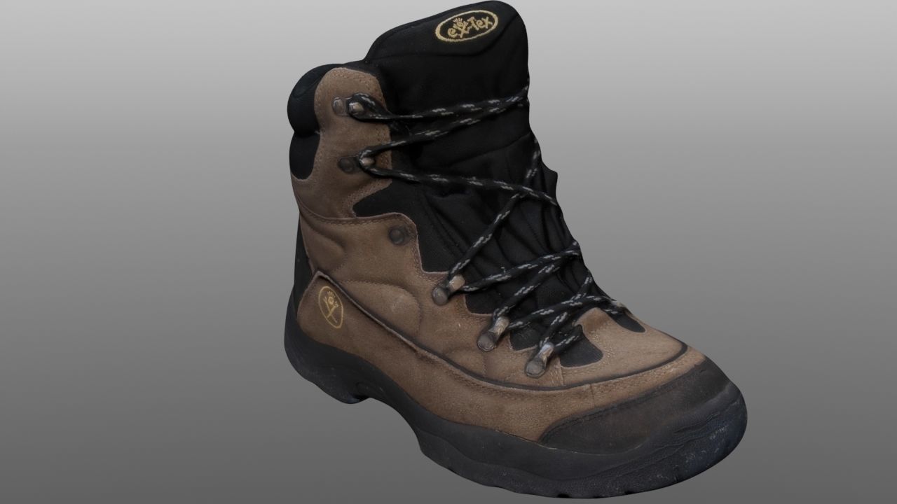 Boot 3D model pair of hiking boots Low-poly 3D model_1