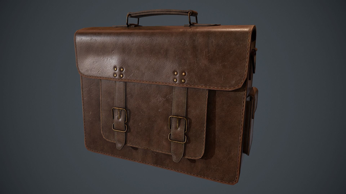 Lowpoly PBR Leather Bag Low-poly 3D model