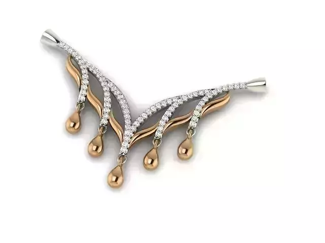 3d Necklace diamond drop in rose gold and gold