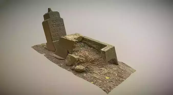 Scanned photorealistic broken grave Low-poly 3D model