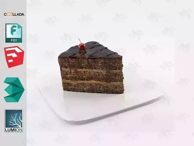 Slice of chocolate cake Free 3D model