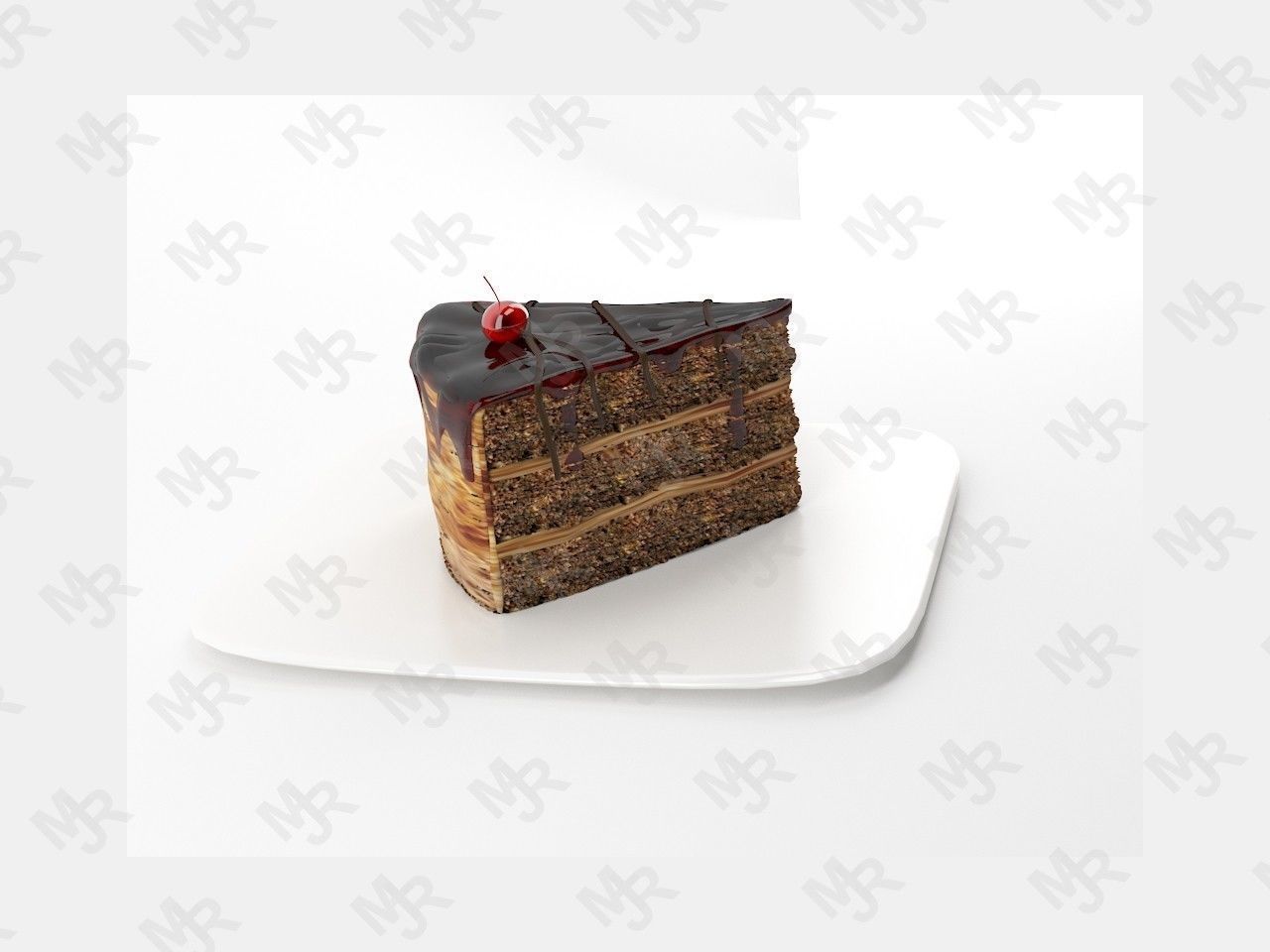 Slice of chocolate cake Free 3D model_2