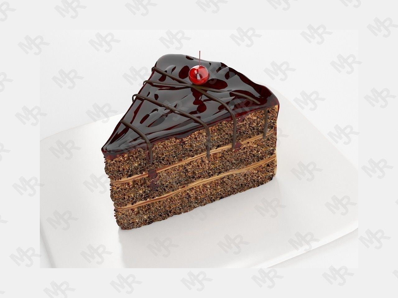 Slice of chocolate cake Free 3D model_5