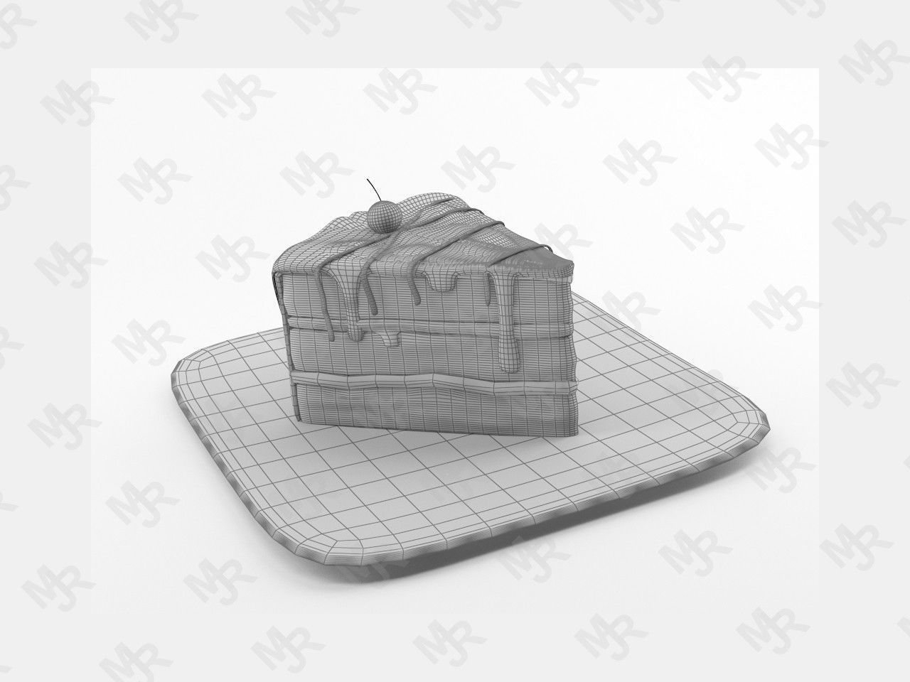 Slice of chocolate cake Free 3D model_6