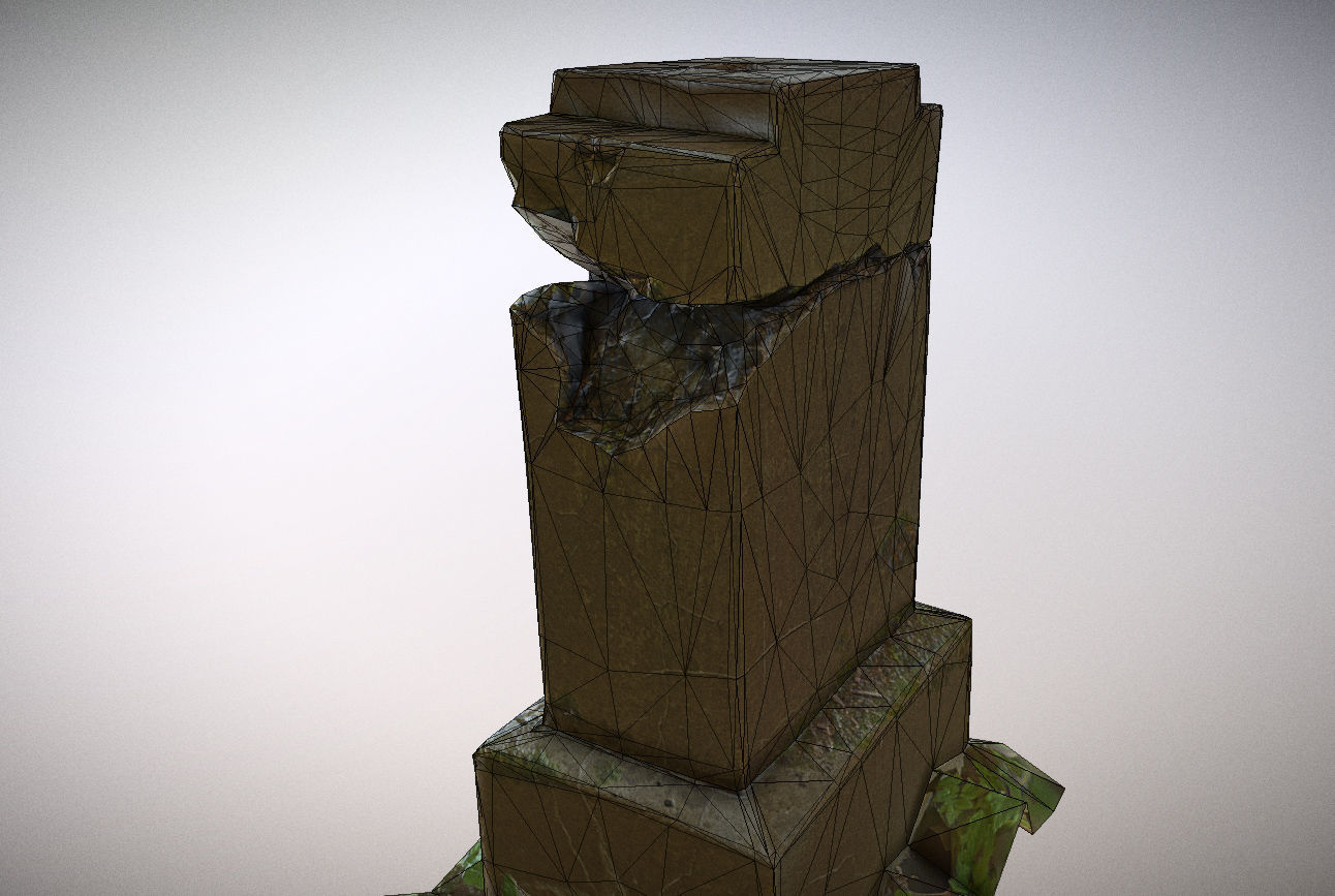Scanned photorealistic broken cracked Grave stone Low-poly 3D model_3