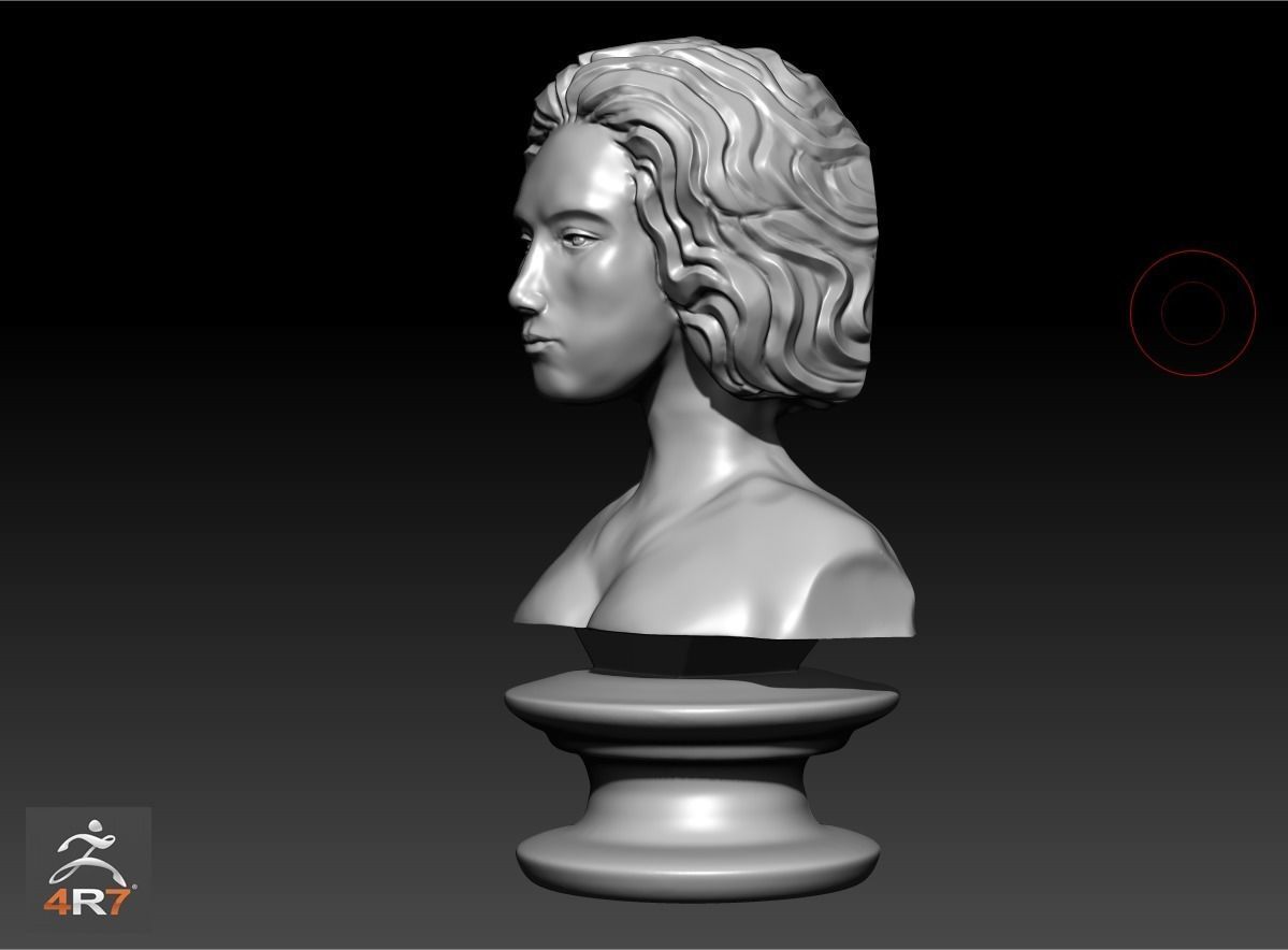 Neoclassical female bust Low-poly 3D model_9