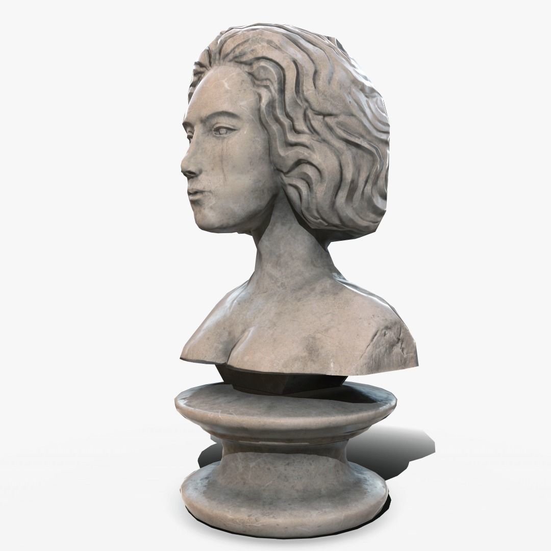 Neoclassical female bust Low-poly 3D model_0