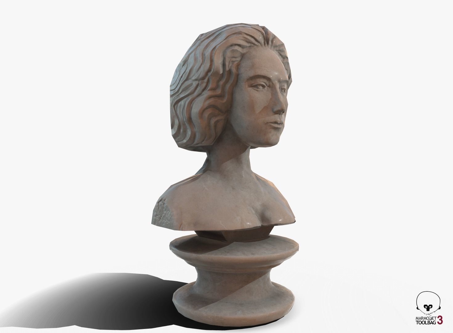 Neoclassical female bust Low-poly 3D model_3