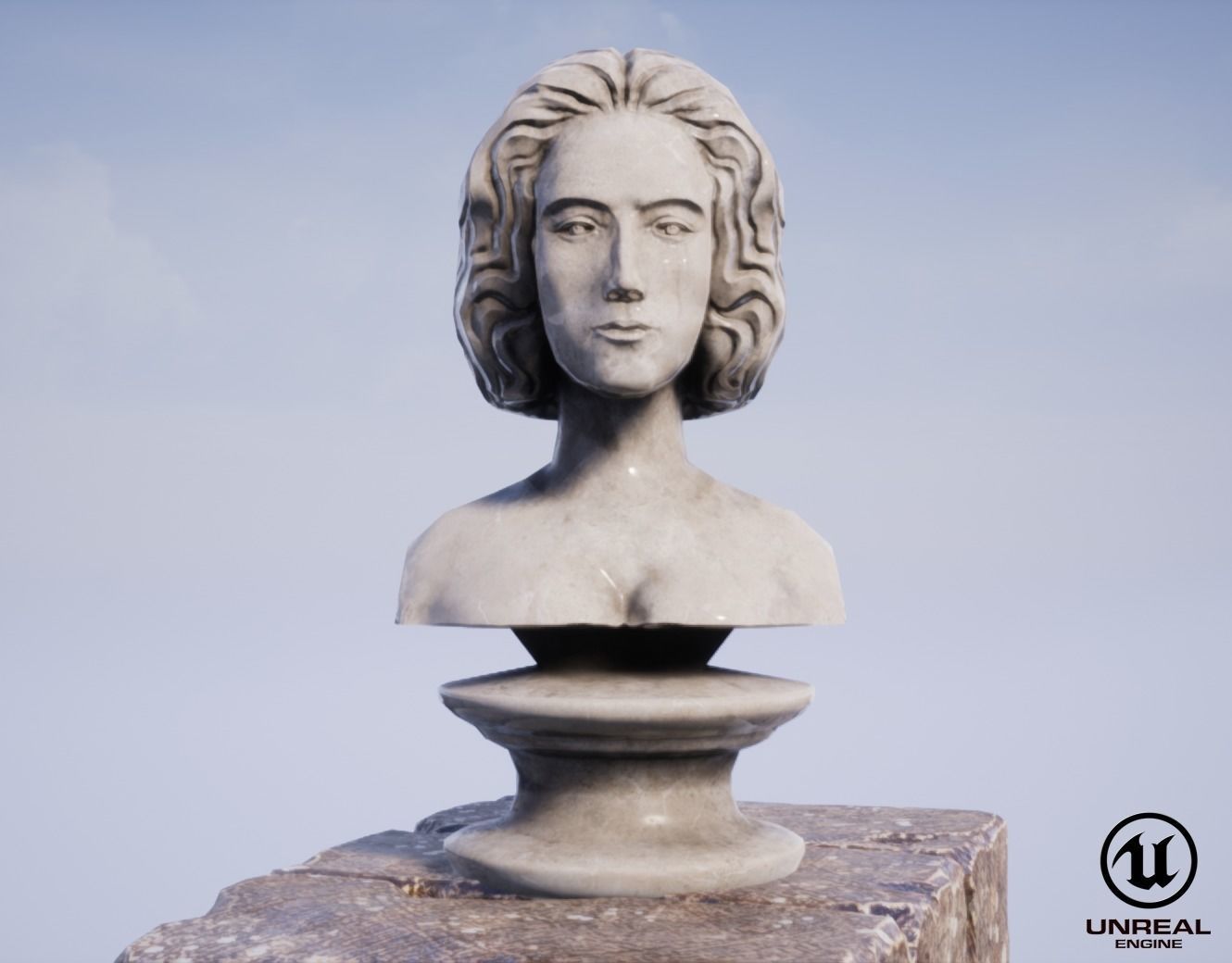 Neoclassical female bust Low-poly 3D model_5