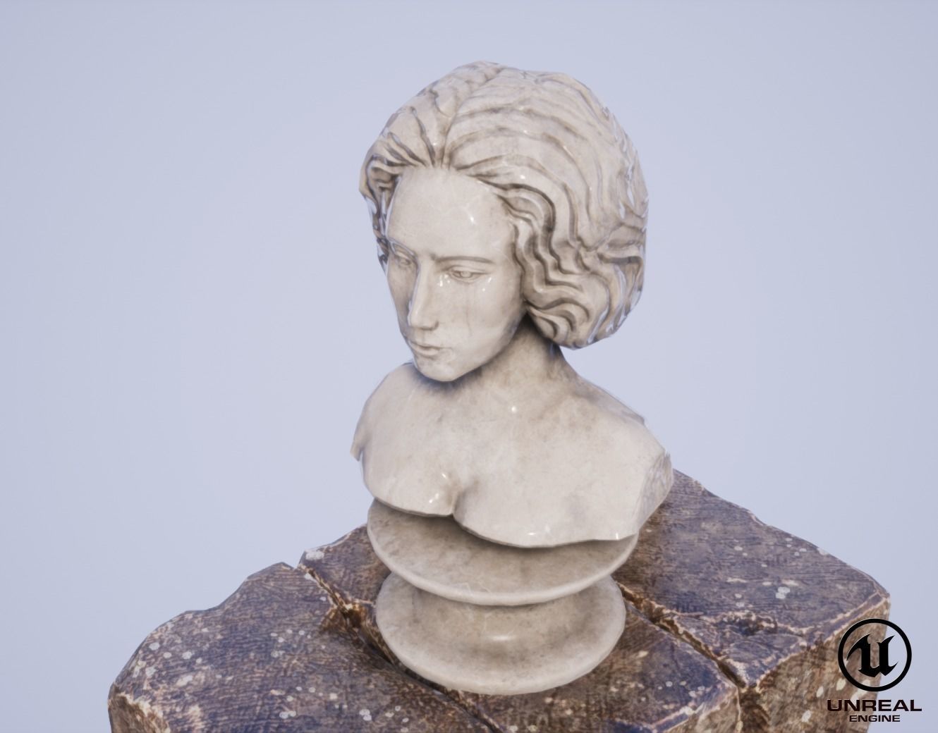 Neoclassical female bust Low-poly 3D model_7