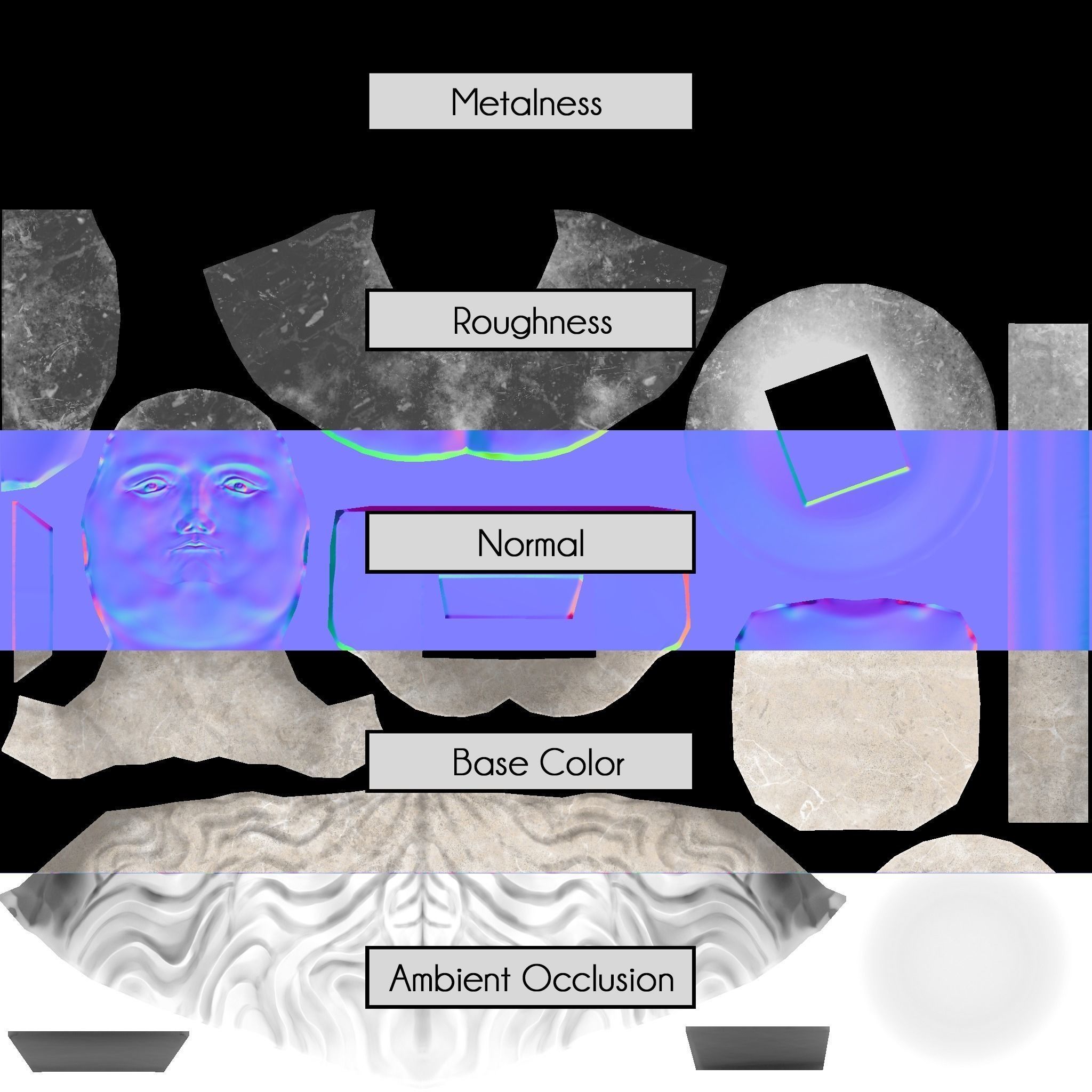 Neoclassical female bust Low-poly 3D model_12
