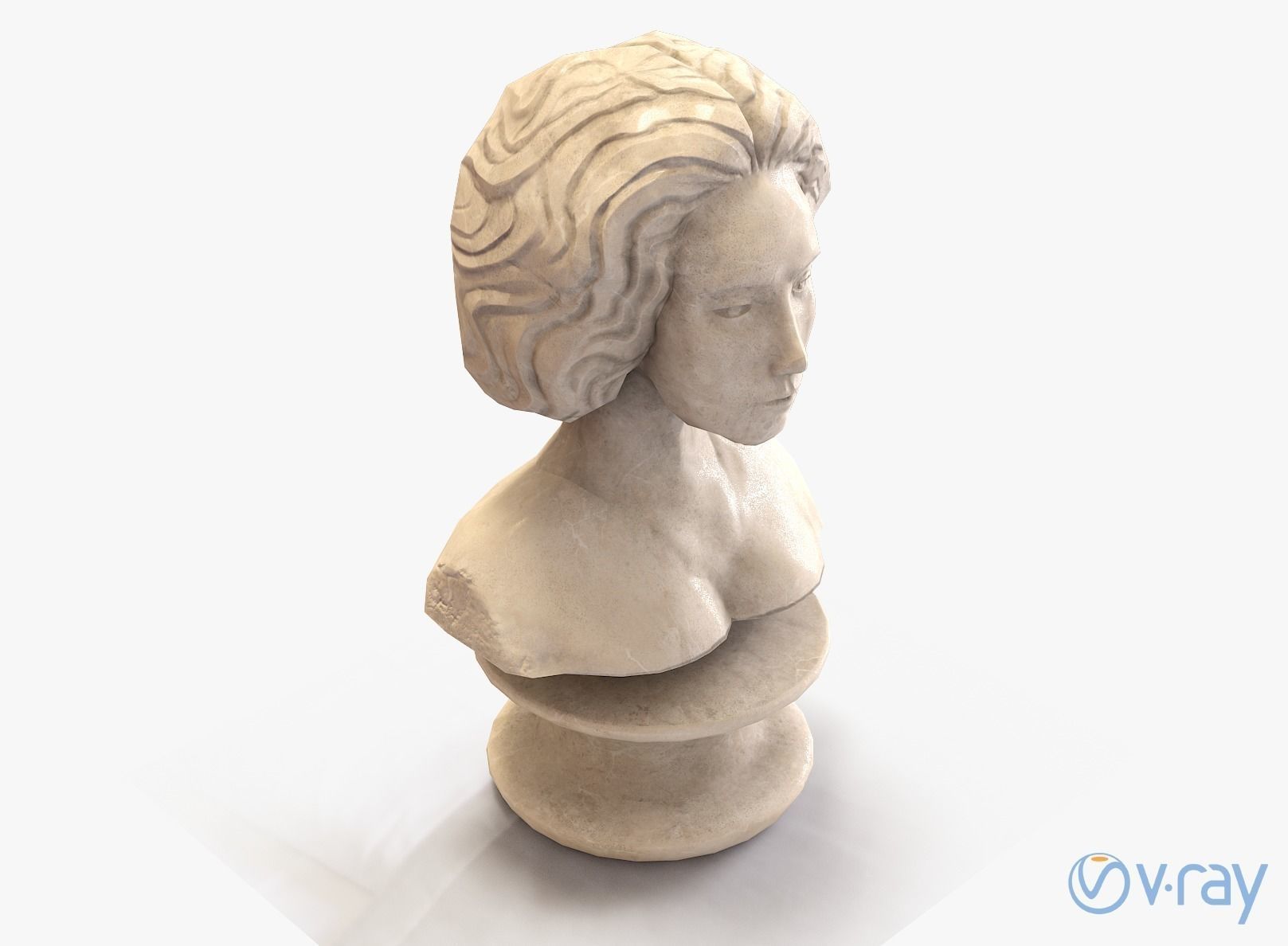 Neoclassical female bust Low-poly 3D model_10