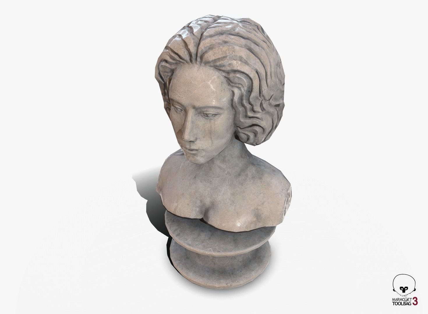 Neoclassical female bust Low-poly 3D model_1