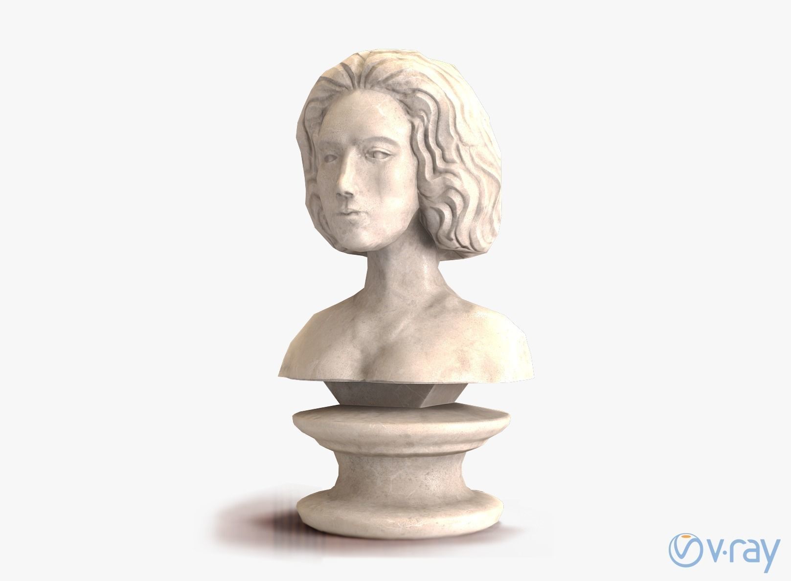 Neoclassical female bust Low-poly 3D model_8