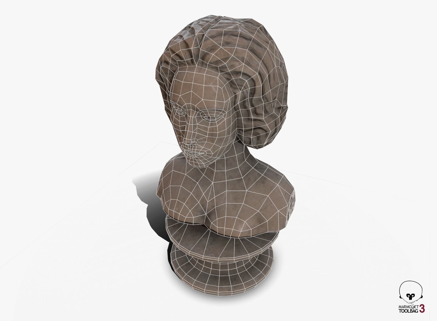Neoclassical female bust Low-poly 3D model_2
