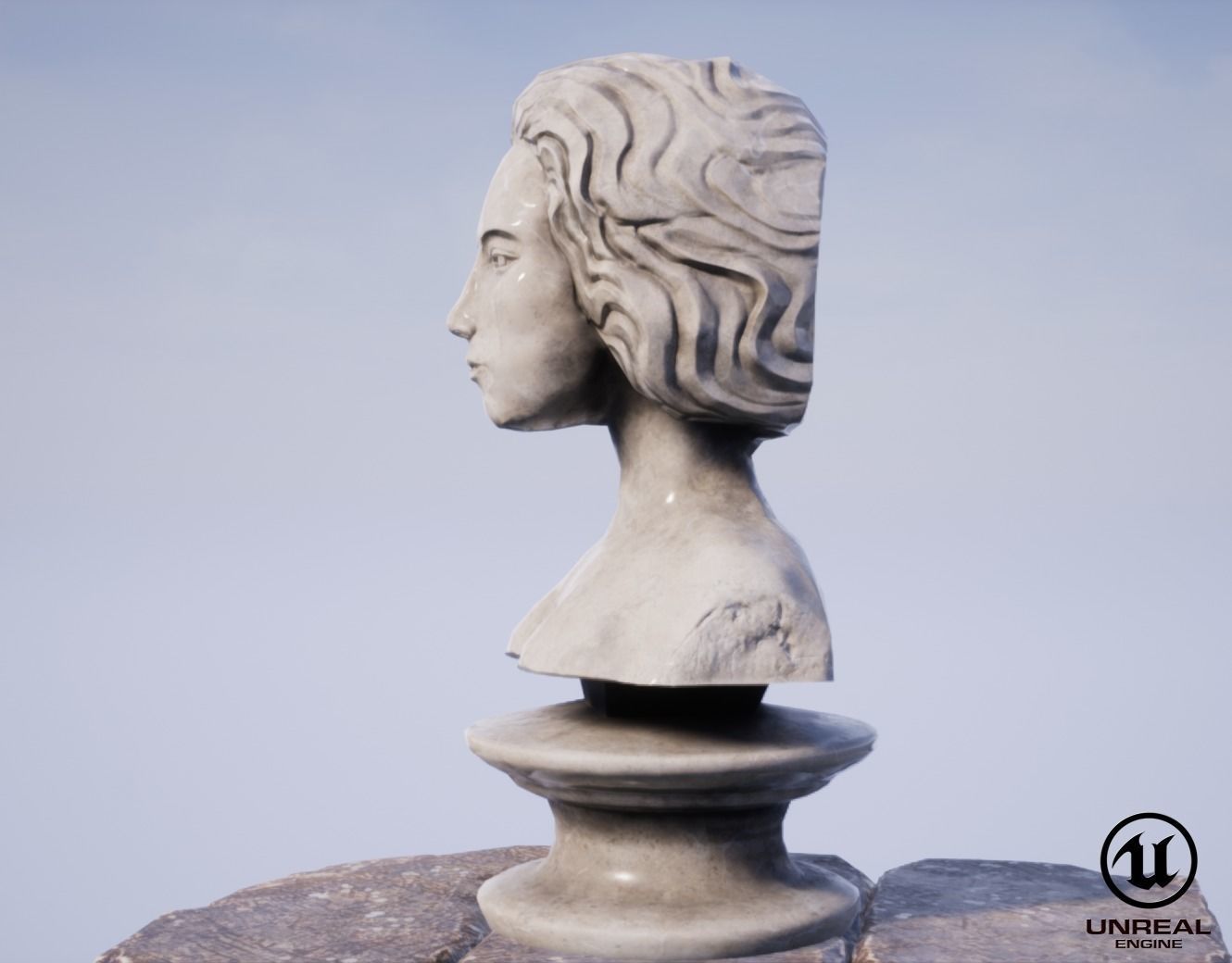 Neoclassical female bust Low-poly 3D model_6