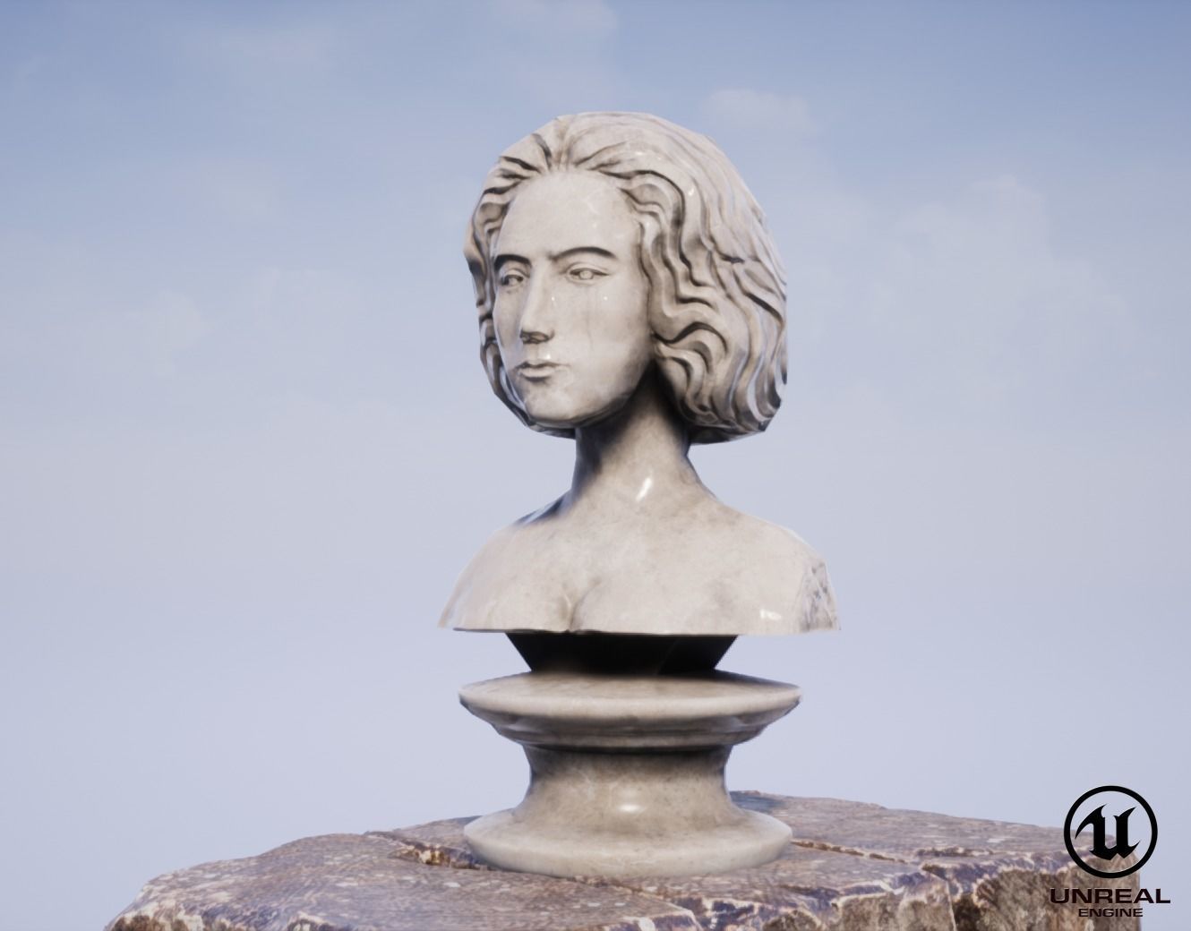 Neoclassical female bust Low-poly 3D model_4