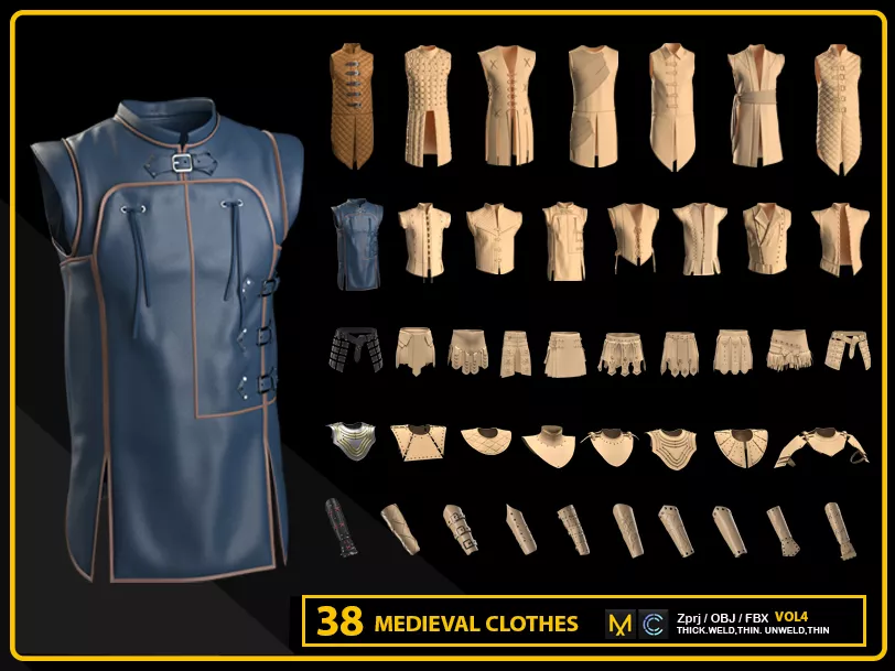 38 MEDIEVAL CLOTHES 3D model