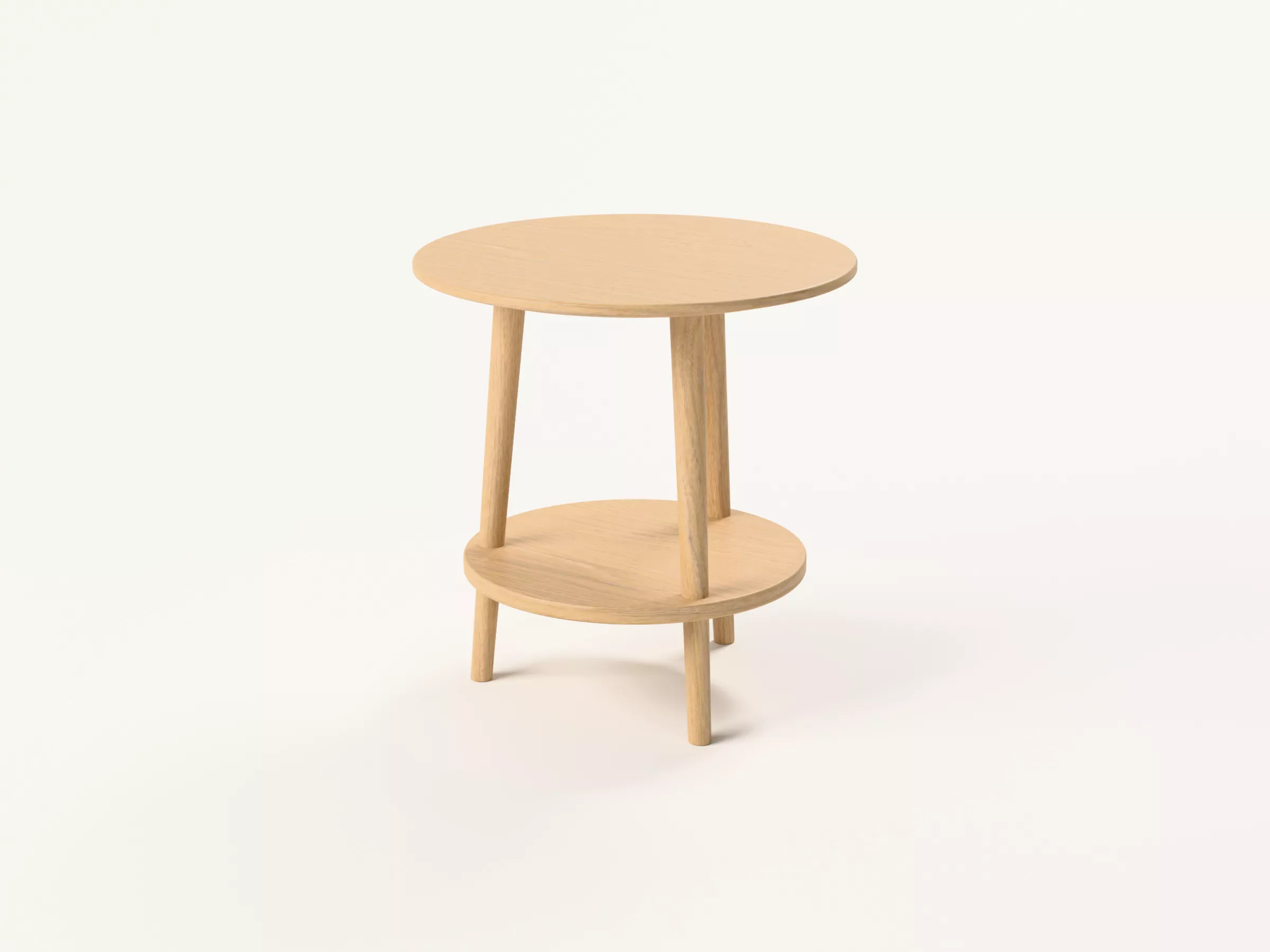 Japandi Round Oak Side Table 3D model