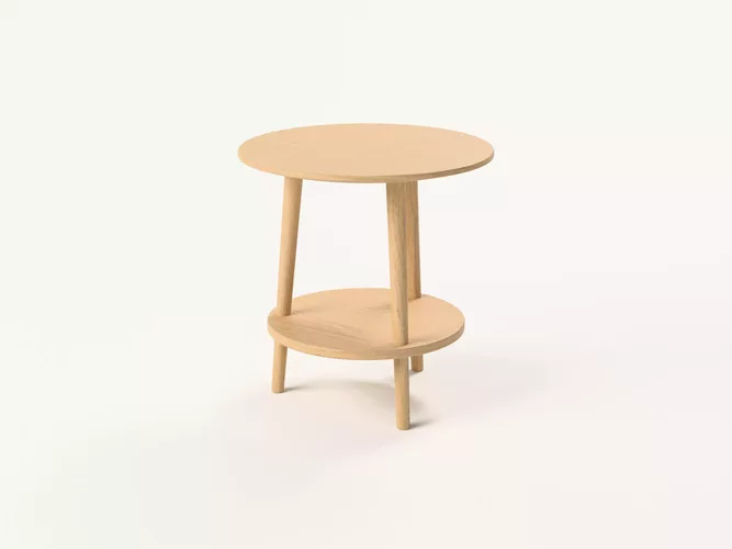 Japandi Round Oak Side Table