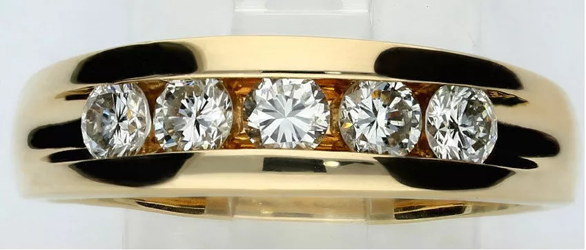 Five Stone Channel Band Ring CAD 3D Model - Gold Ring Design 3D print model