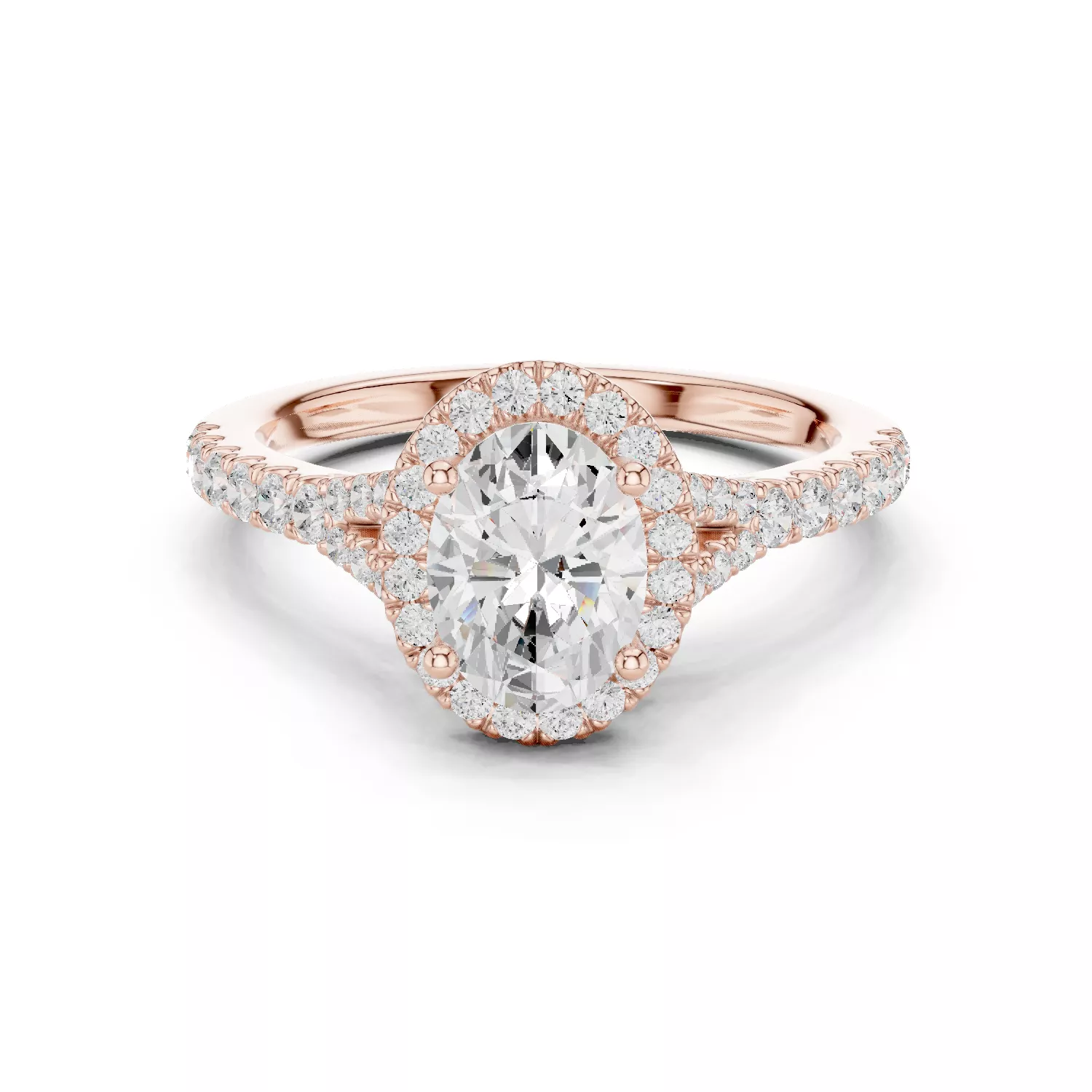 Oval Halo Solitaire Ring 3dm stl renders animation 3D print model