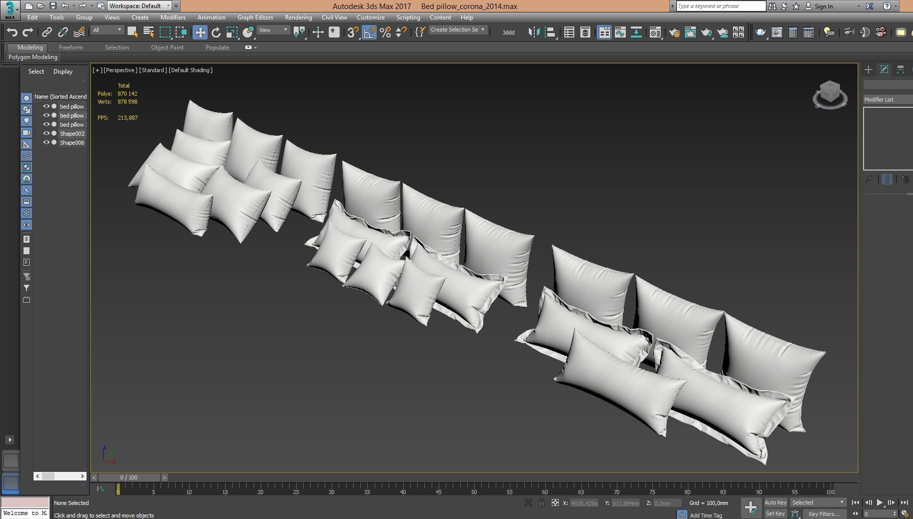 White Bed Pillows 01   3 sets   22 different Pillows  3D model_6