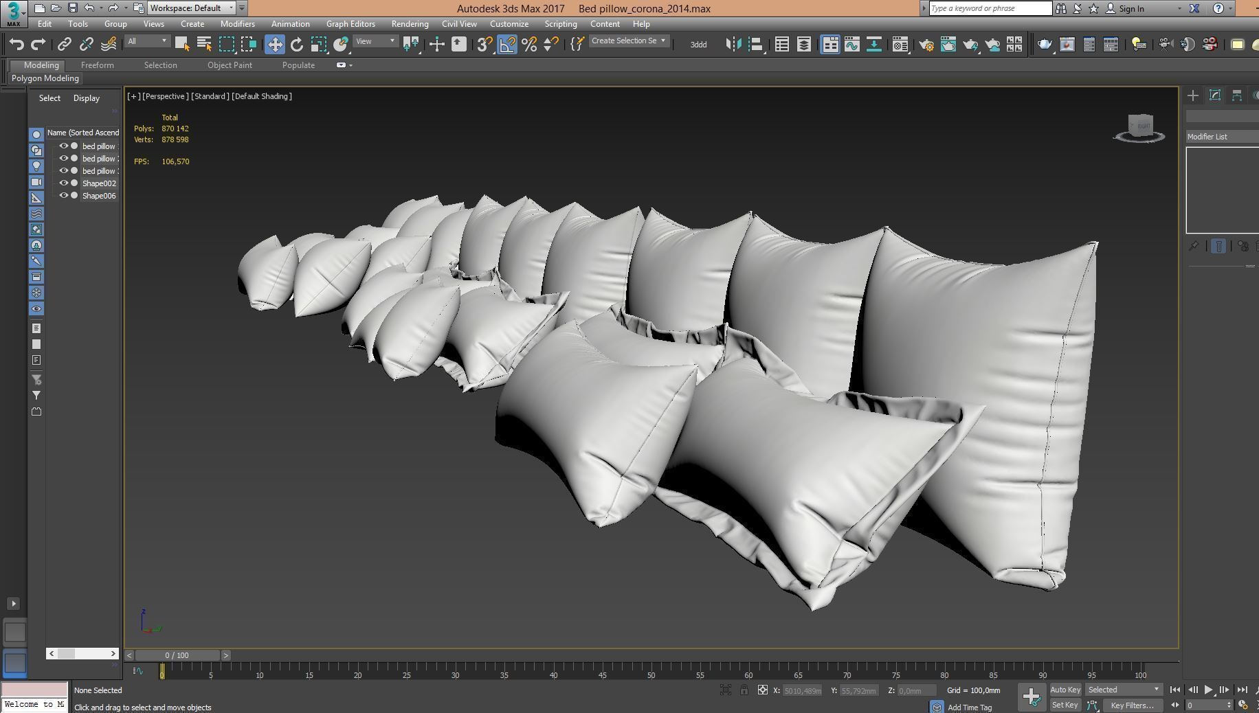 White Bed Pillows 01   3 sets   22 different Pillows  3D model_3