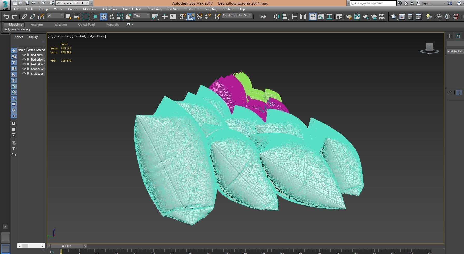 White Bed Pillows 01   3 sets   22 different Pillows  3D model_10