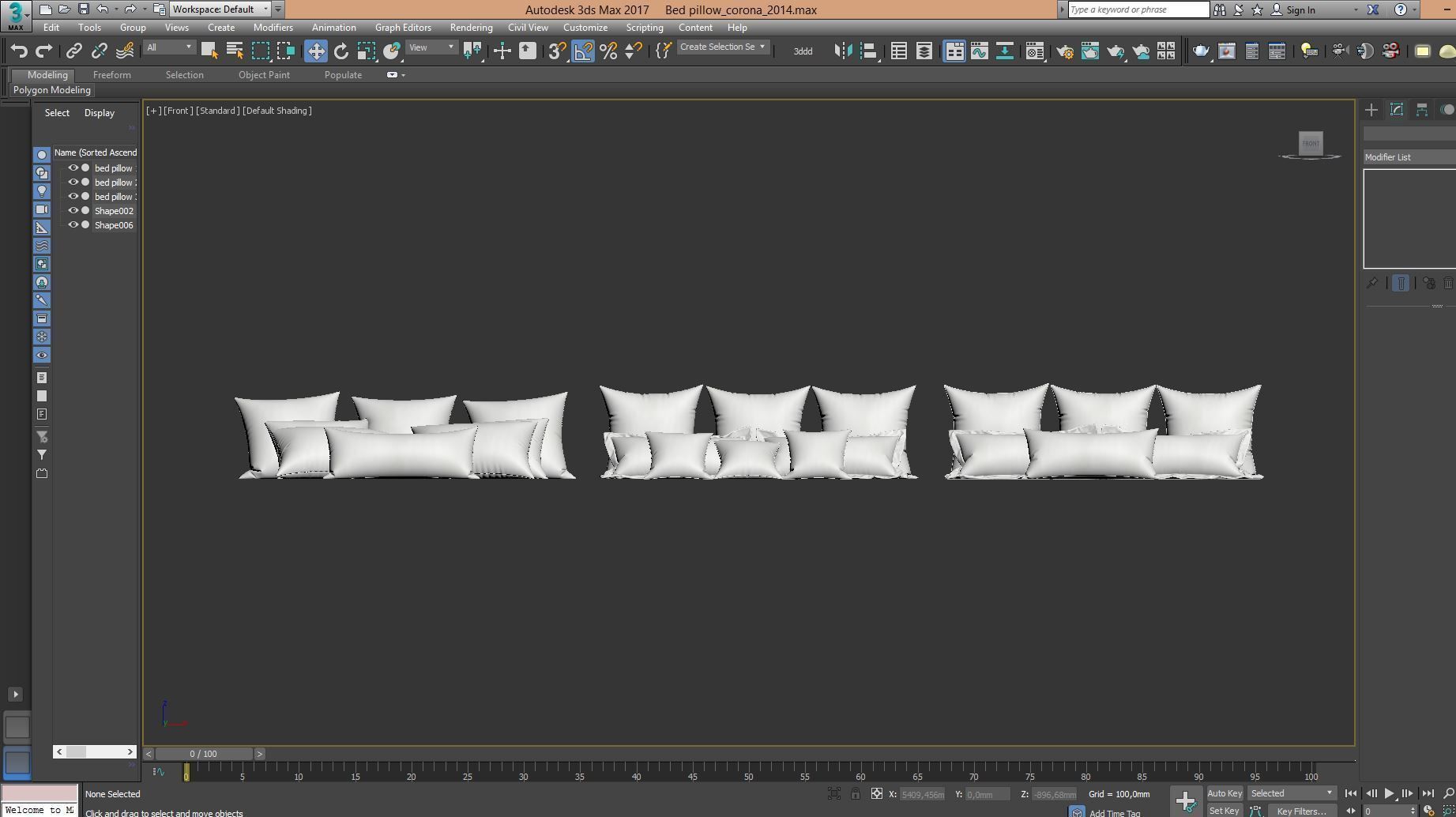 White Bed Pillows 01   3 sets   22 different Pillows  3D model_5