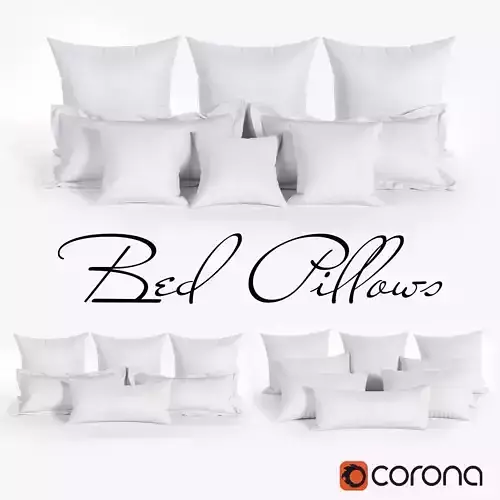 White Bed Pillows 01   3 sets   22 different Pillows 