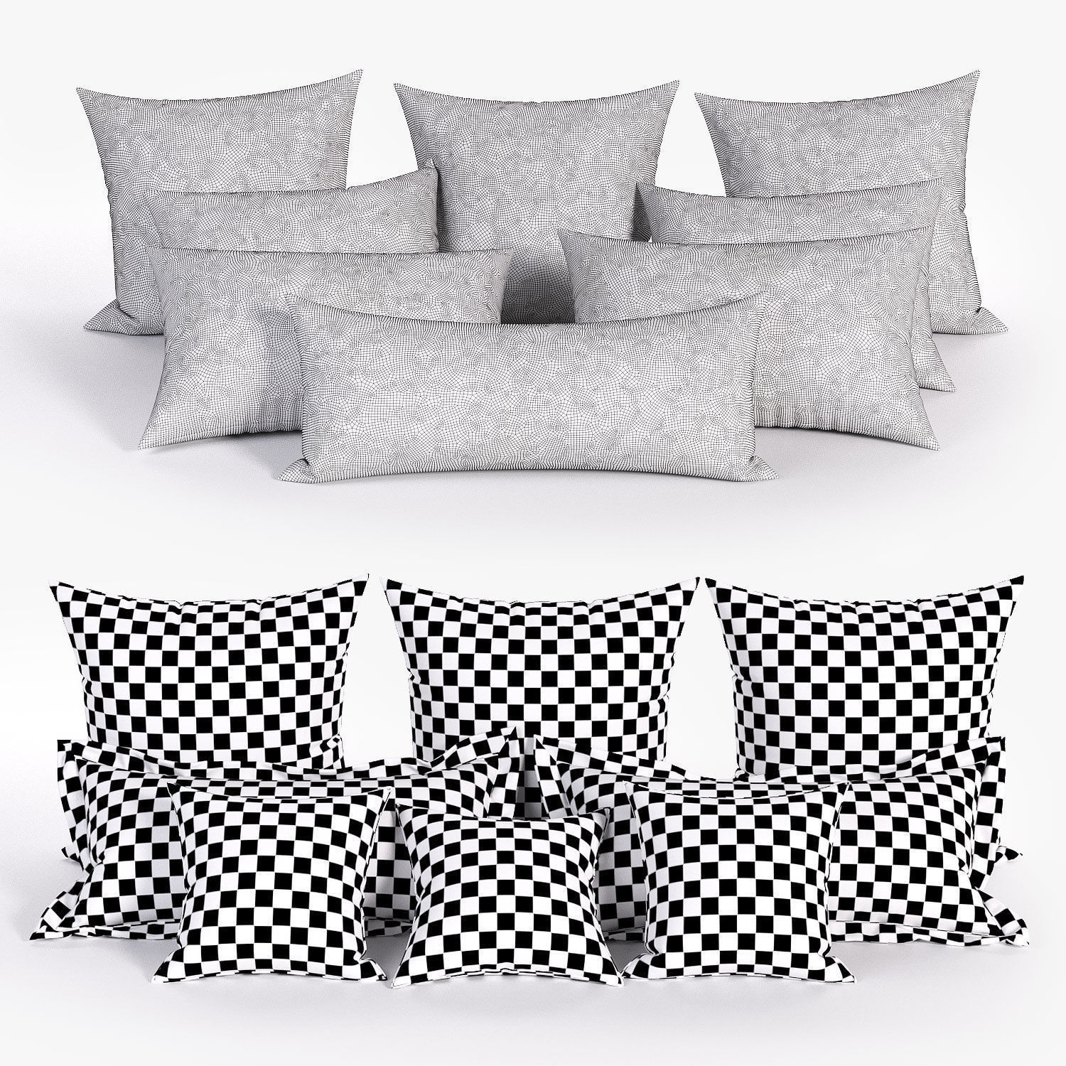 White Bed Pillows 01   3 sets   22 different Pillows  3D model_1