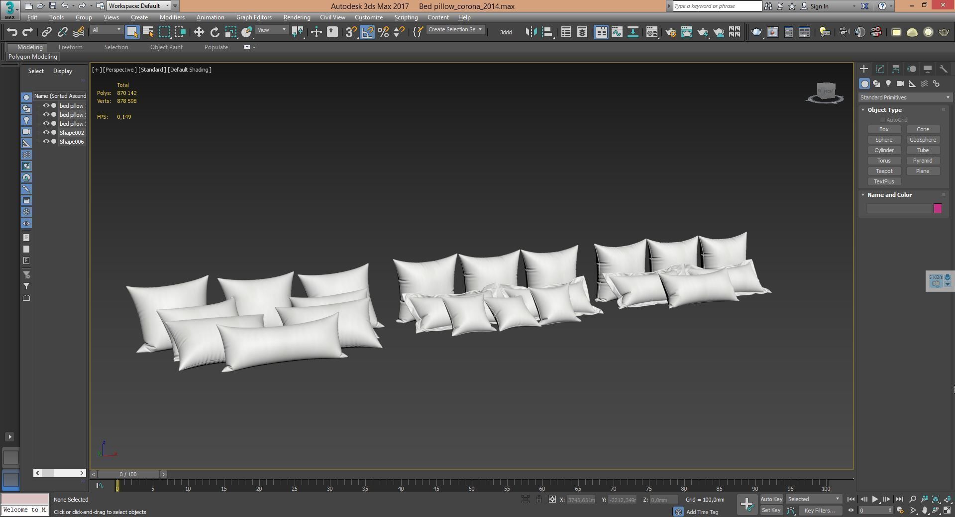 White Bed Pillows 01   3 sets   22 different Pillows  3D model_7