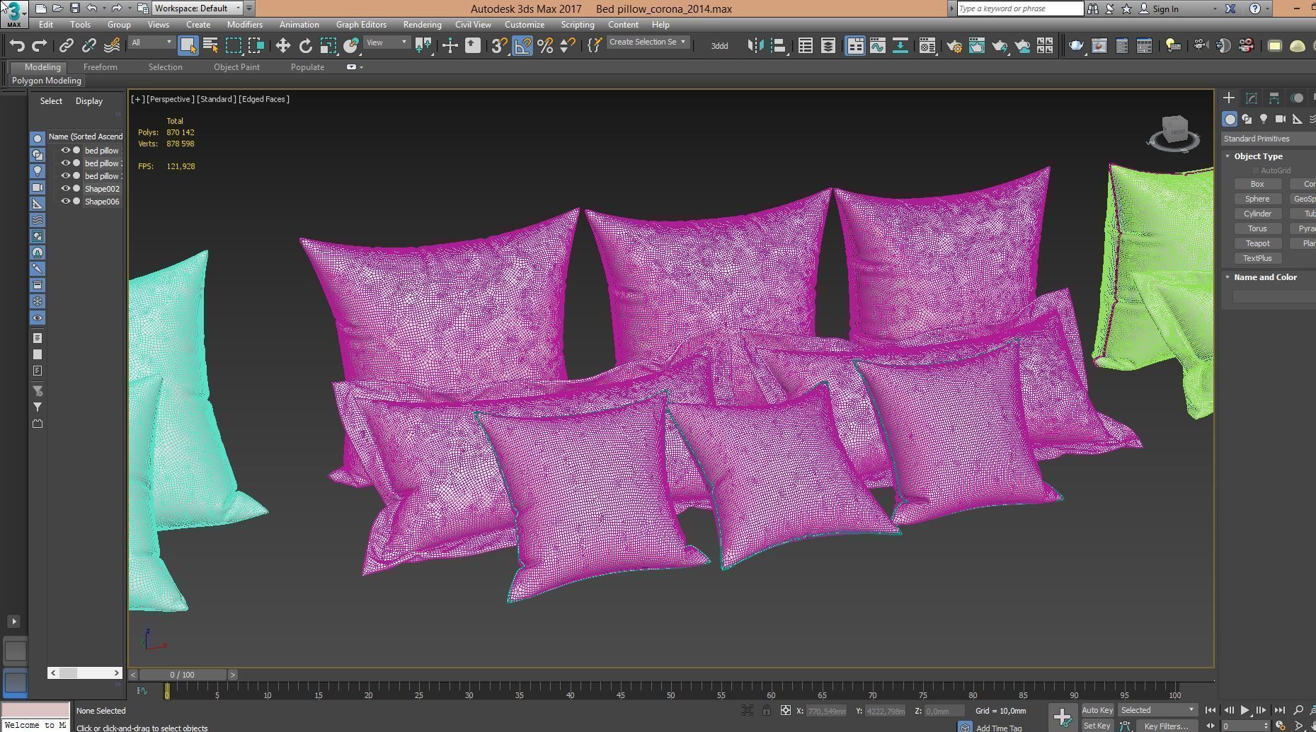 White Bed Pillows 01   3 sets   22 different Pillows  3D model_9