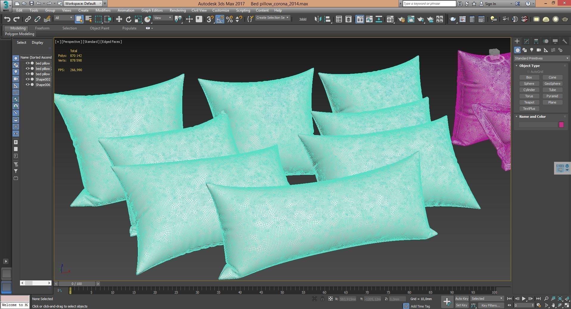 White Bed Pillows 01   3 sets   22 different Pillows  3D model_8