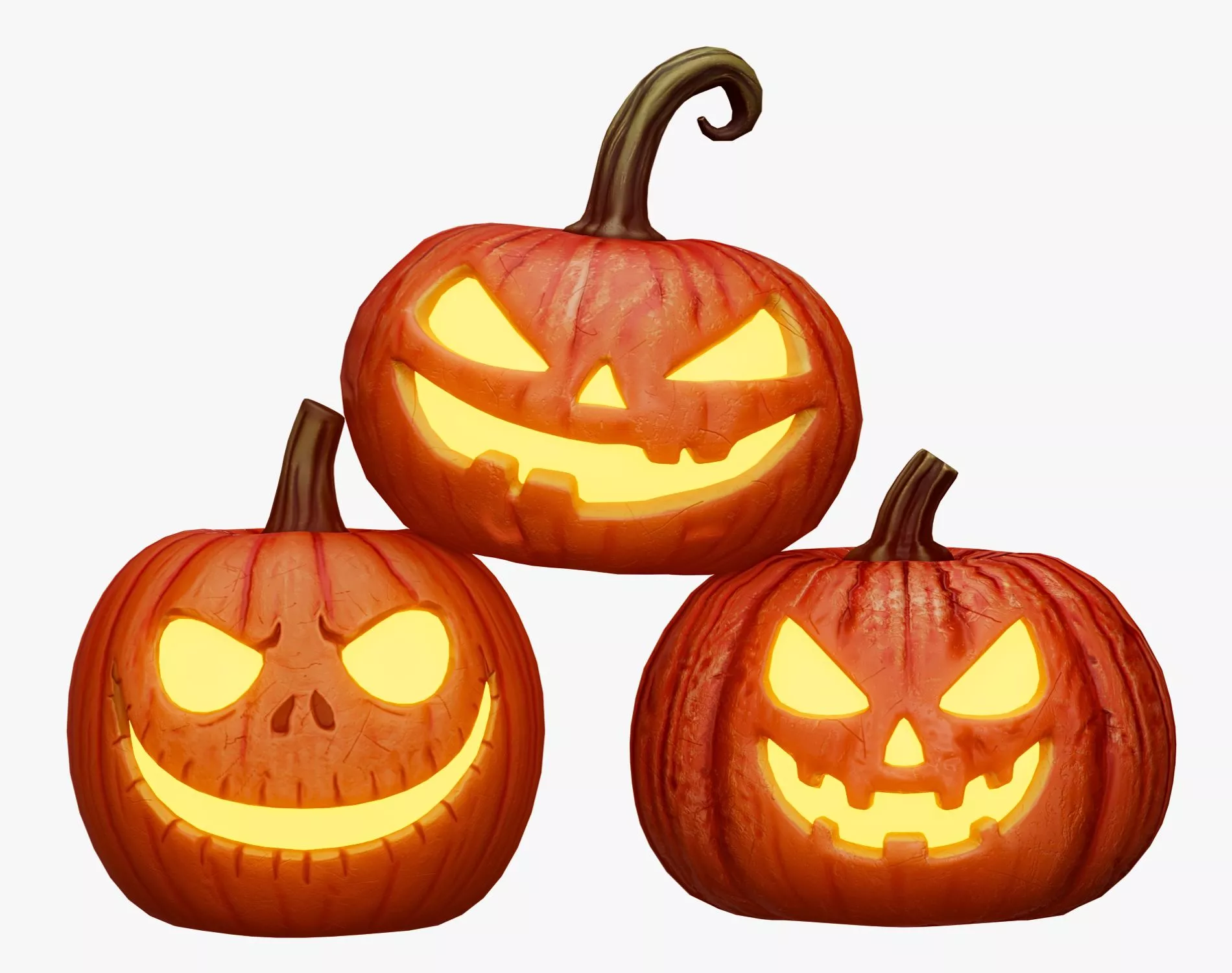 Pumpkin Heads Pack - Halloween Props Low Poly Low-poly 3D model