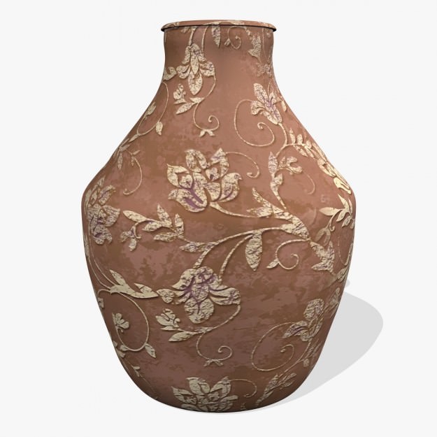 FlowerPot vase with floral pattern Low-poly 3D model_2